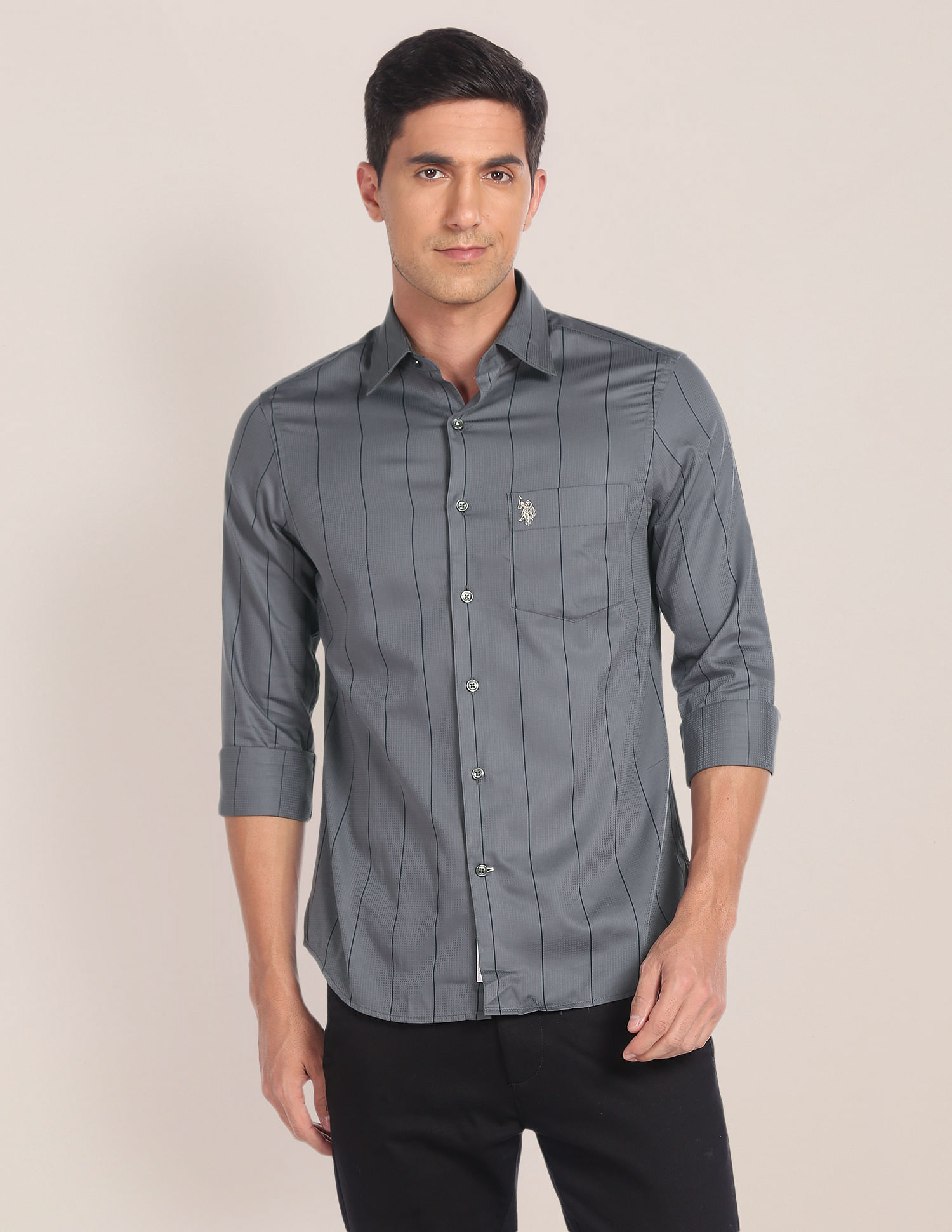 U.S. Polo Assn. Cutaway Collar Vertical Stripe Shirt