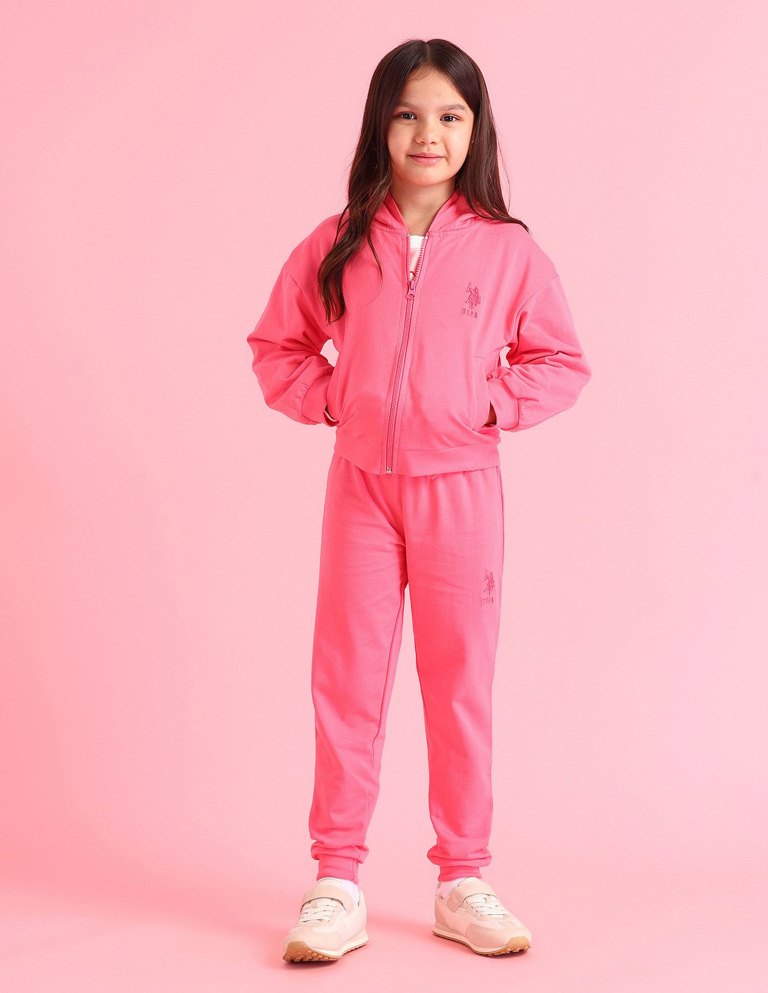 U.S. Polo Assn. Kids Girls Solid Regular Fit Sweatshirt
