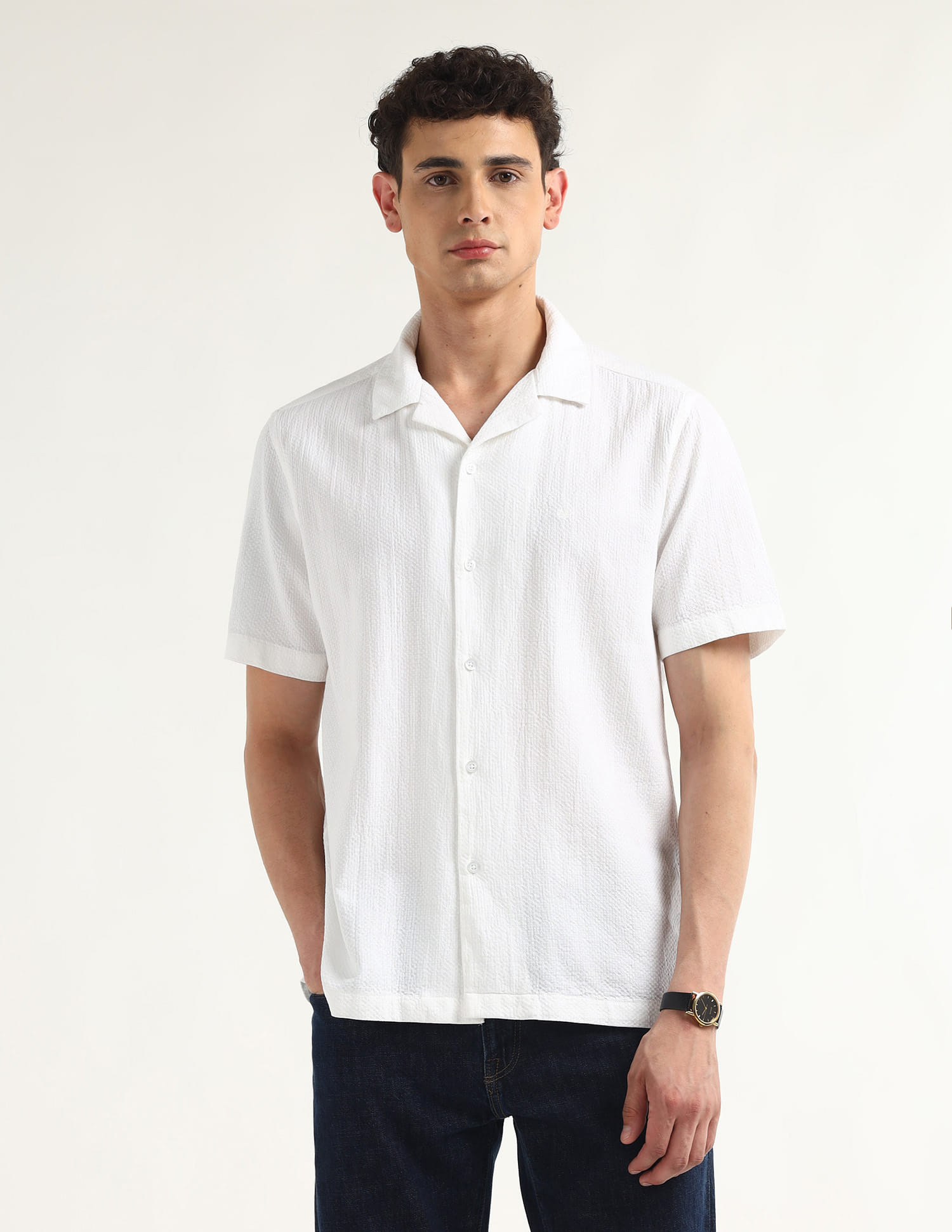 Buy Arrow Textured Slim Fit Elixir Shirt - NNNOW.com