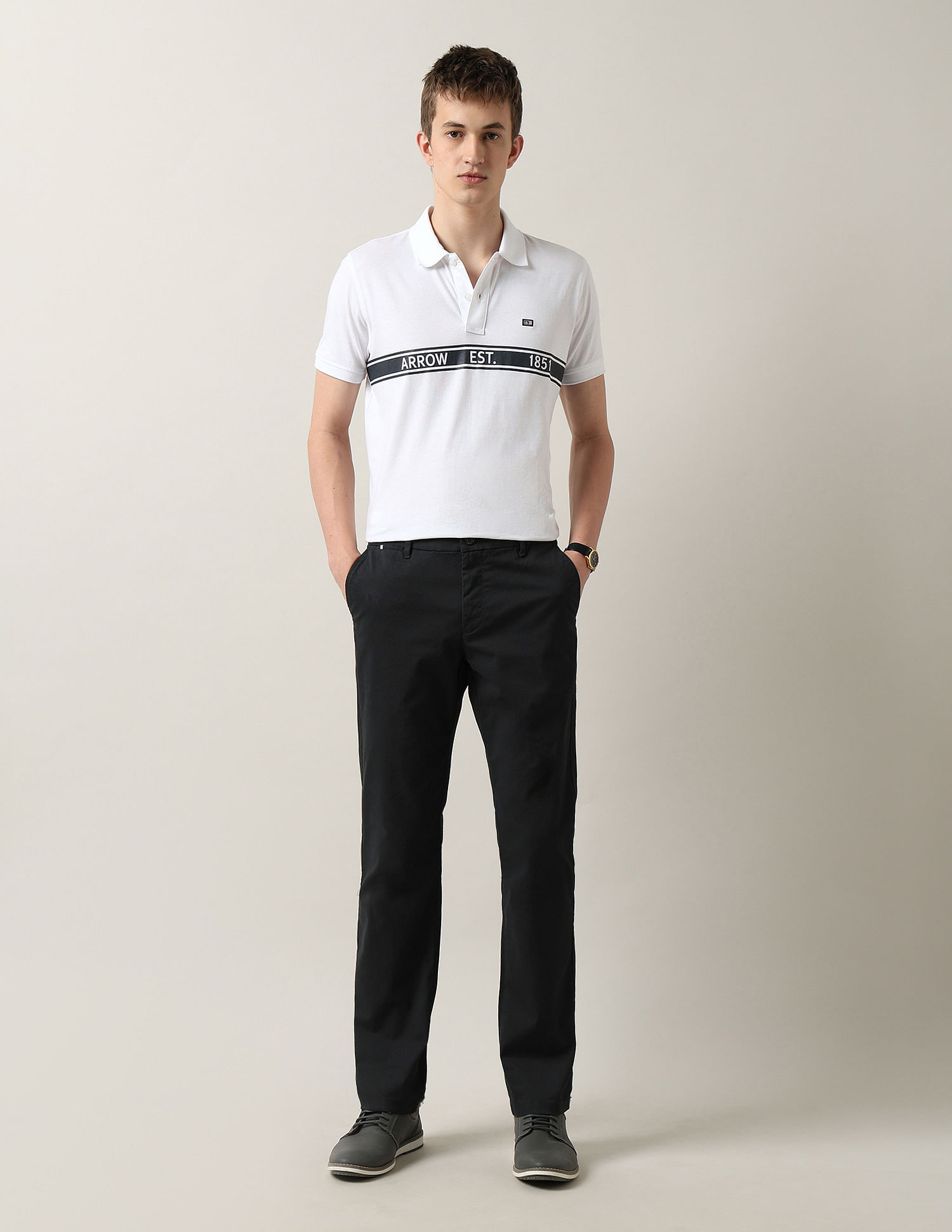 Arrow Sport Mid Rise Regular Fit Trousers