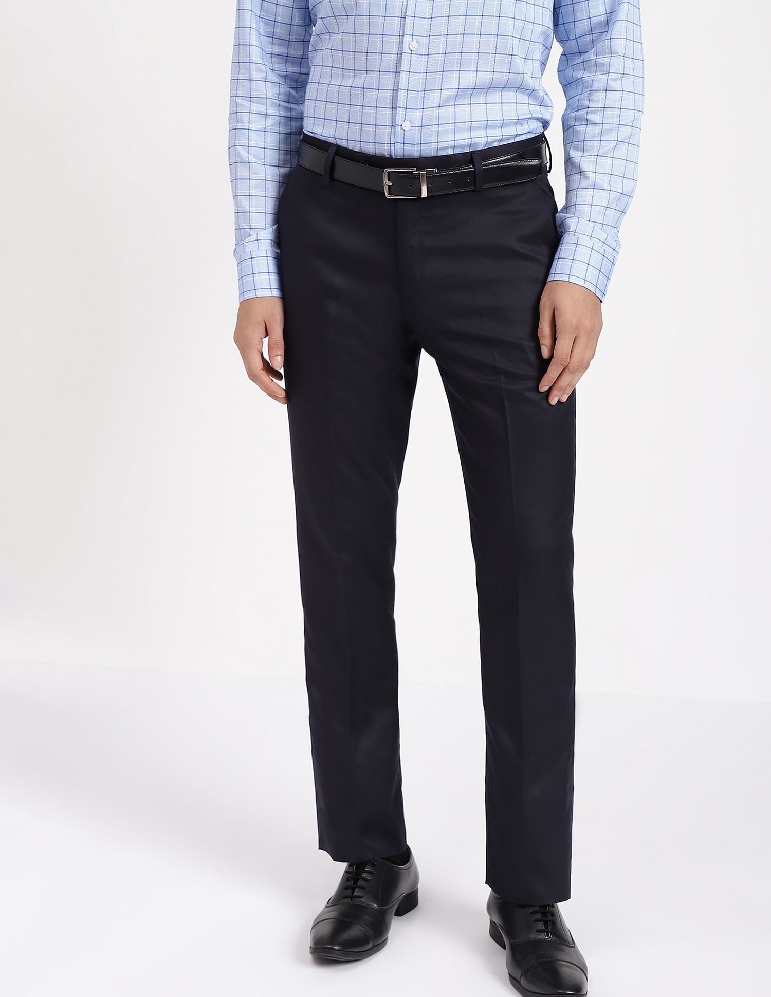 Buy Arrow New York Navy Slim Fit Trousers from top Brands at Best Prices  Online in India | Tata CLiQ