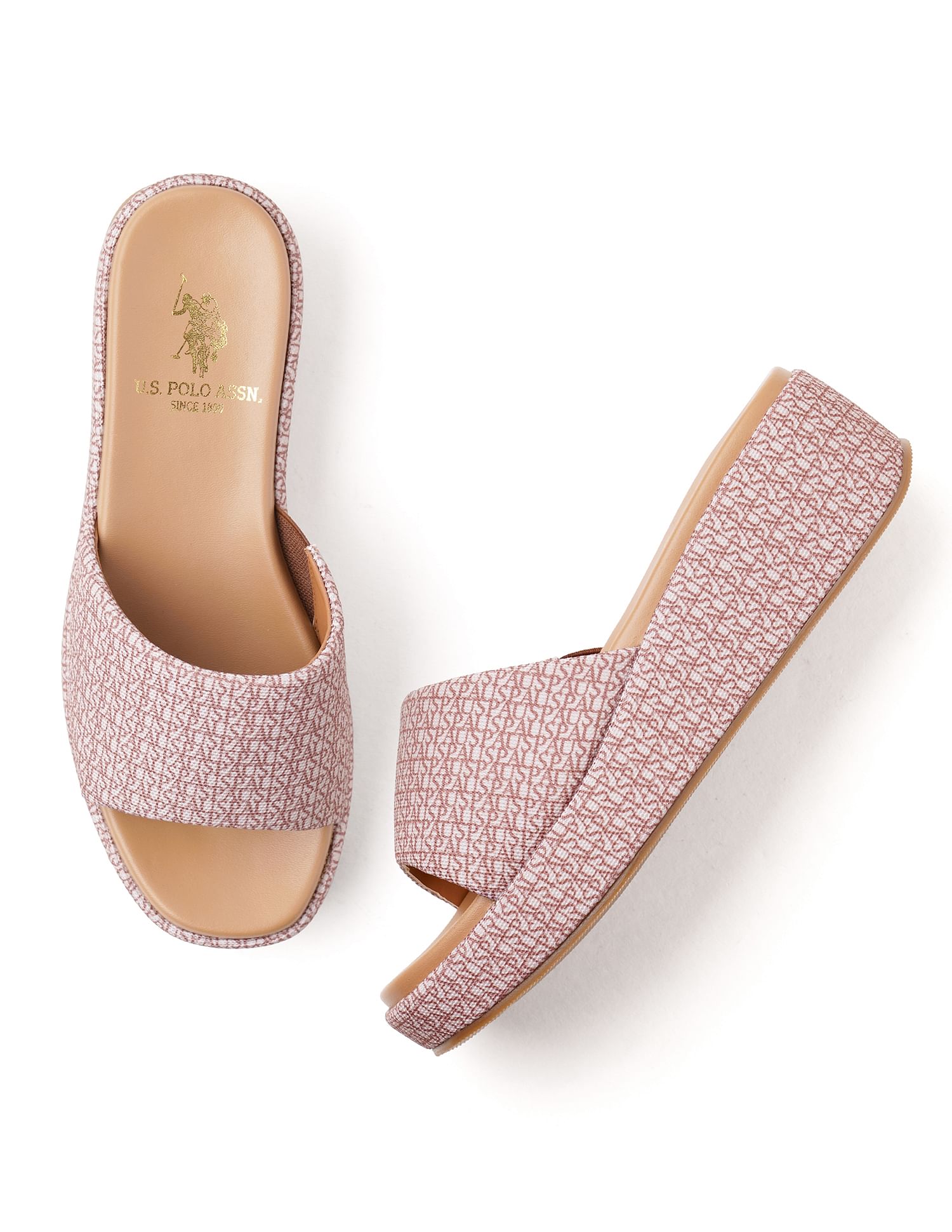 U.S. Polo Assn. Women Open Toe Brand Print Savina Sandals