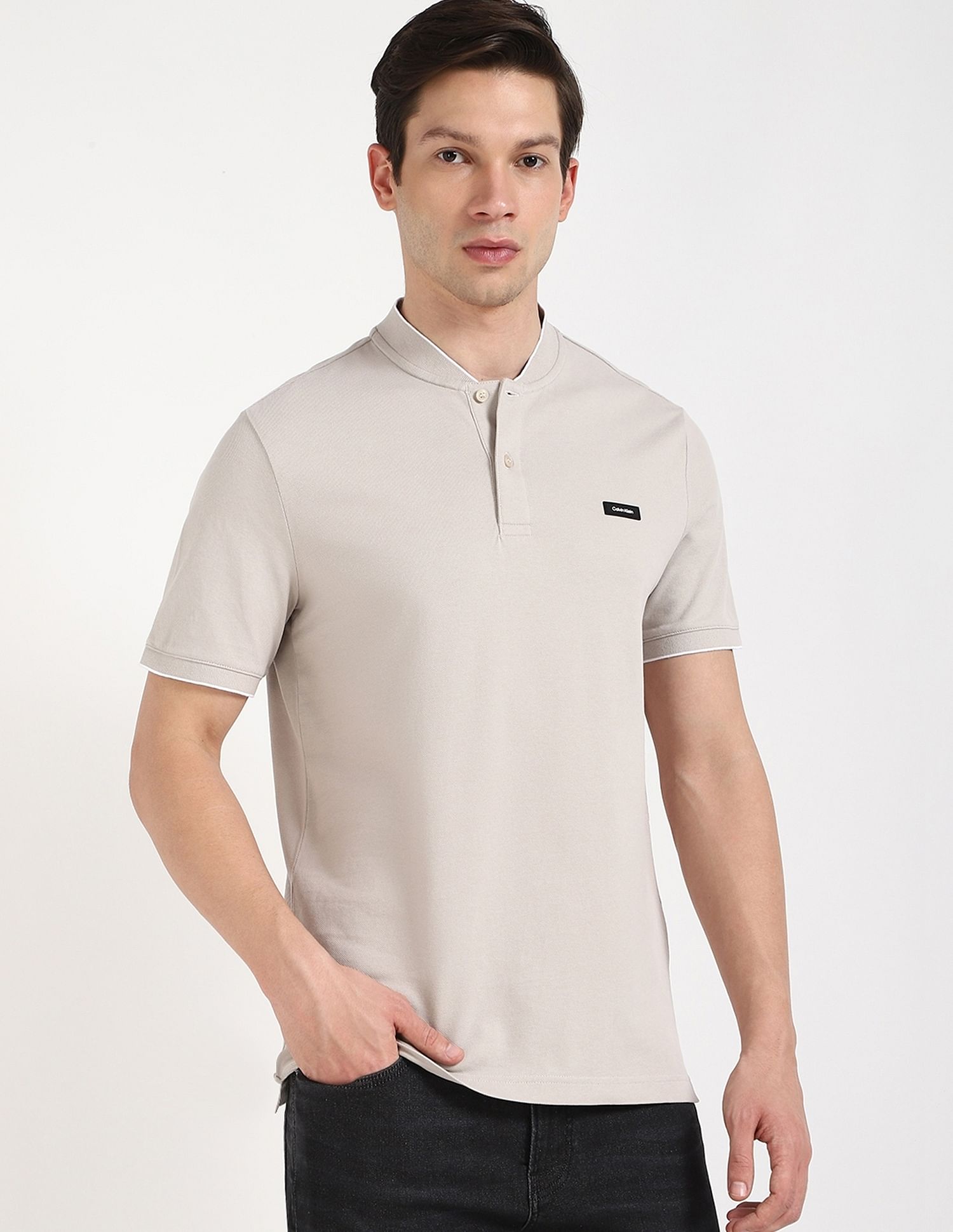 Calvin Klein Jeans Solid Slim-Fit Cotton Polo T-Shirt