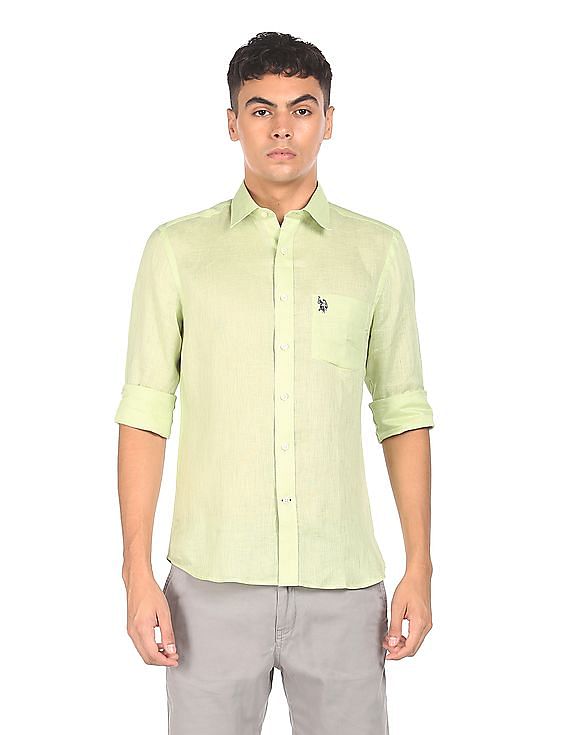 U.S. Polo Assn. Spread Collar Linen Casual Shirt