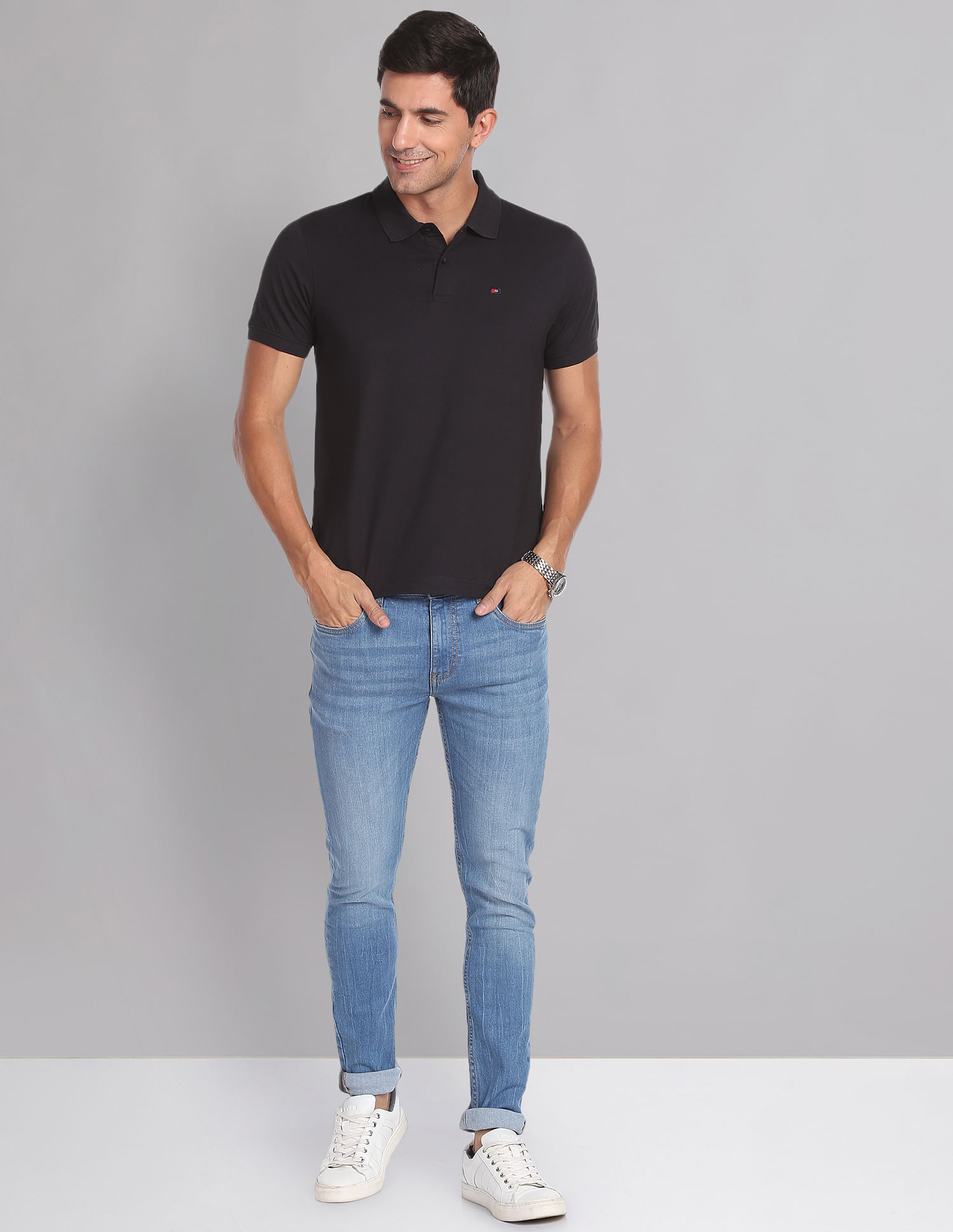 AD by Arvind Wrinkle Resistant Quick Dry Smart Polo Shirt