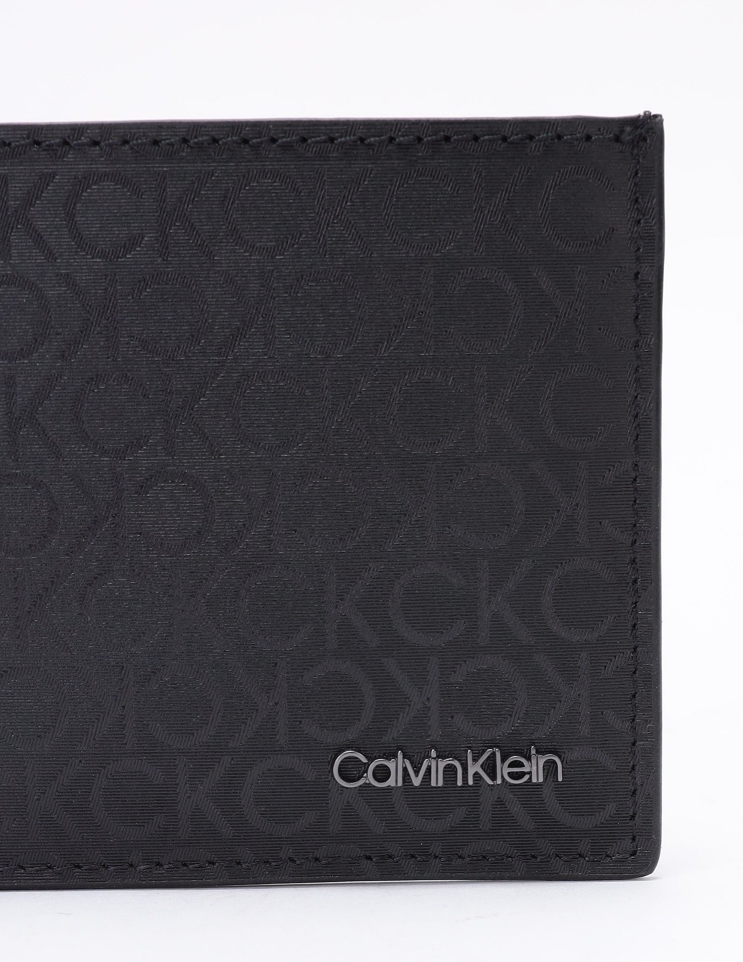 Calvin Klein Logo Black Leather Bi-Fold Wallet