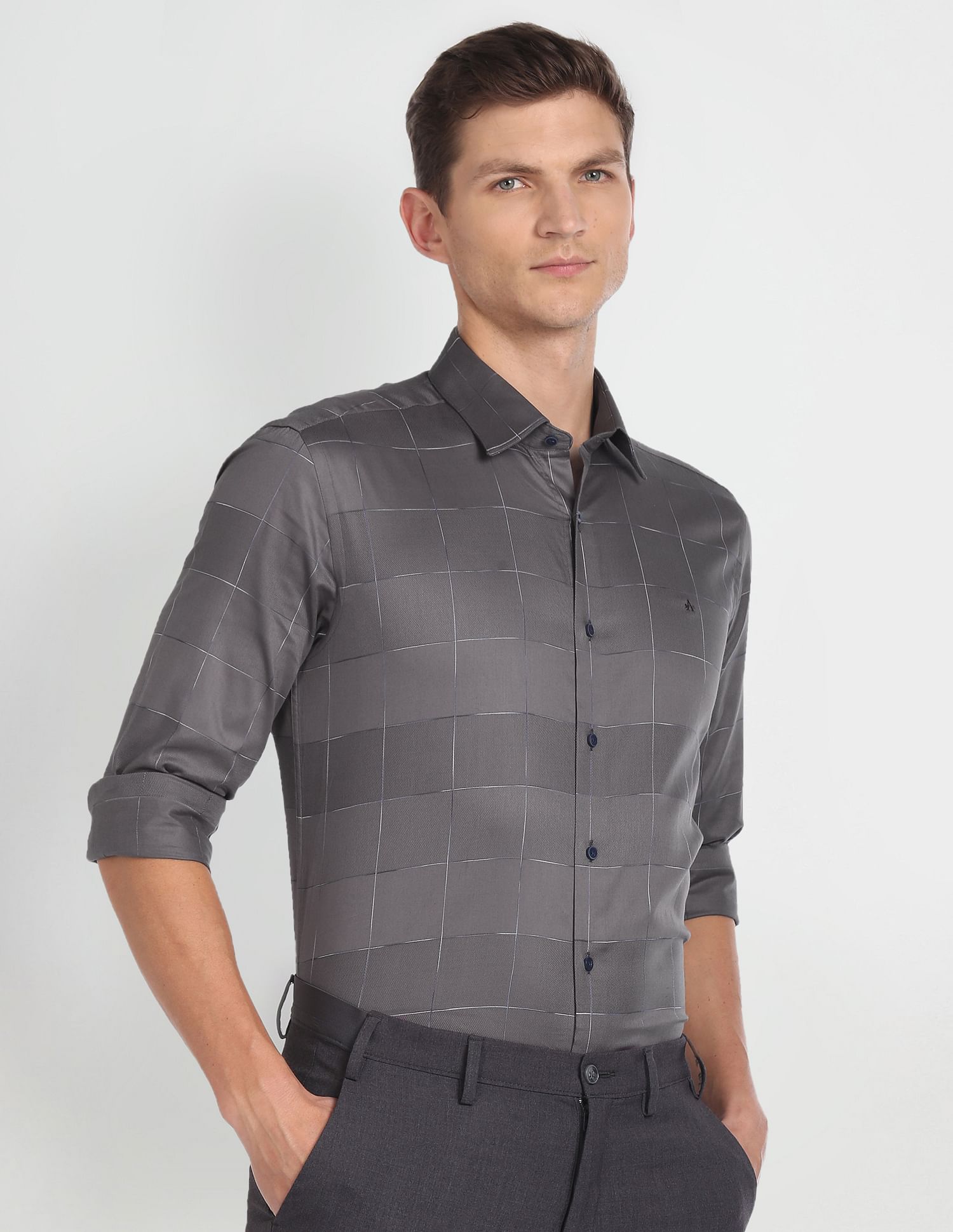 Arrow Newyork Windowpane Check Manhattan Slim Fit Shirt
