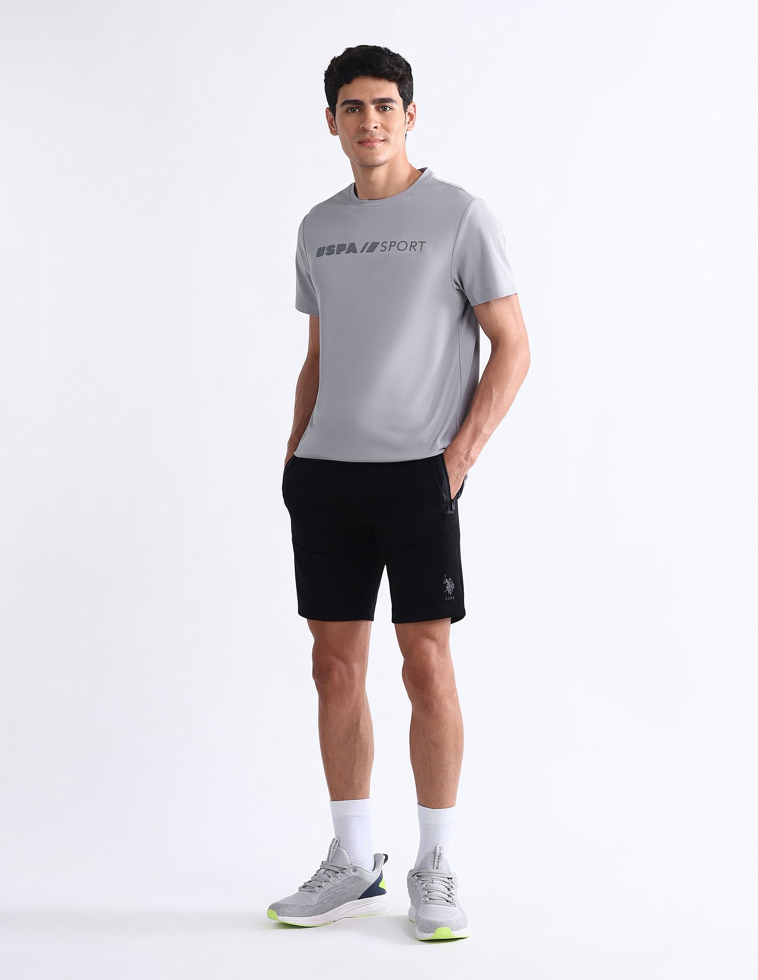 USPA Active Brand Embossed Slim Fit T-Shirt