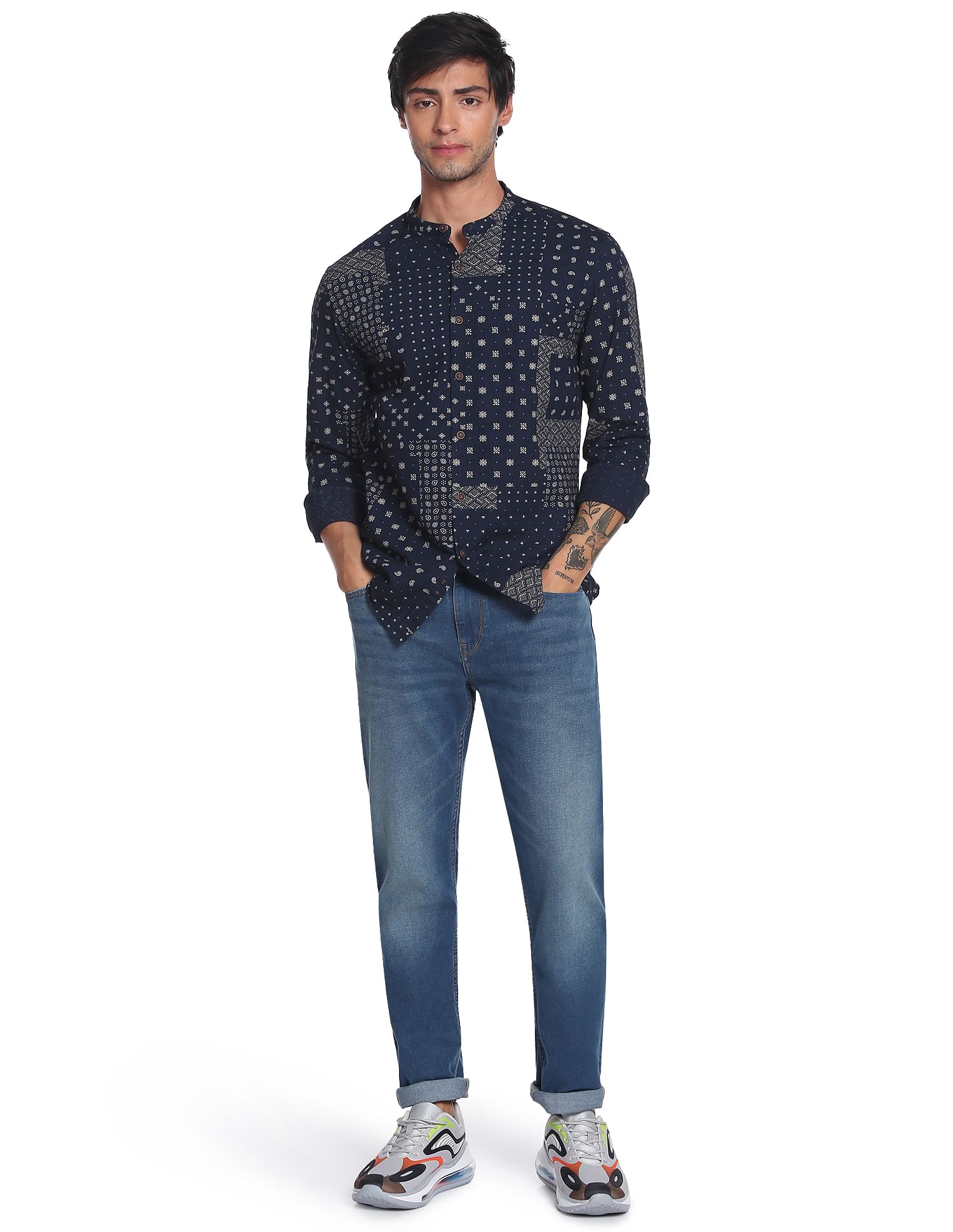 Flying Machine Slash Slim Tapered Fit Stone Wash Jeans