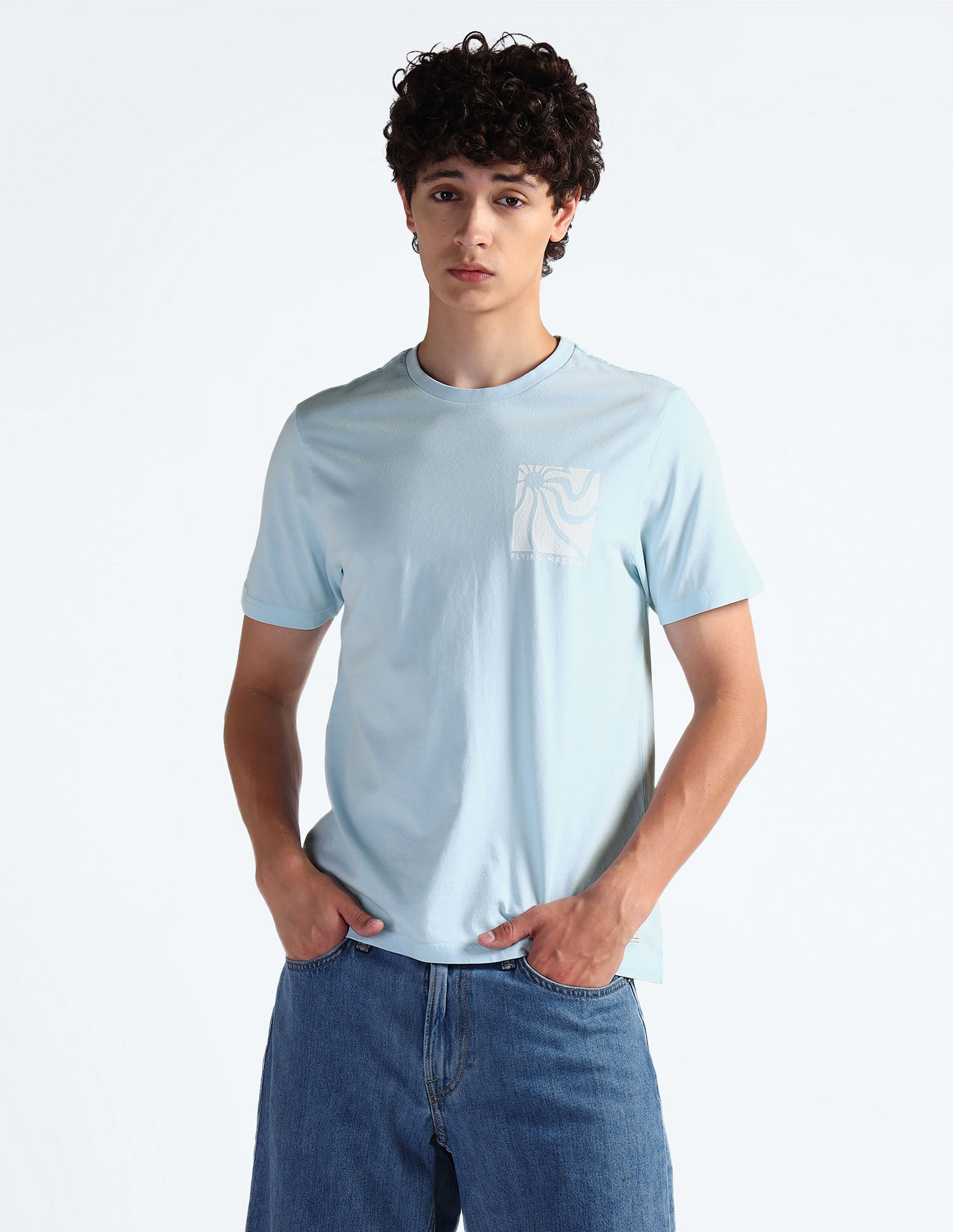 Flying Machine Graphic Print Cotton T-Shirt