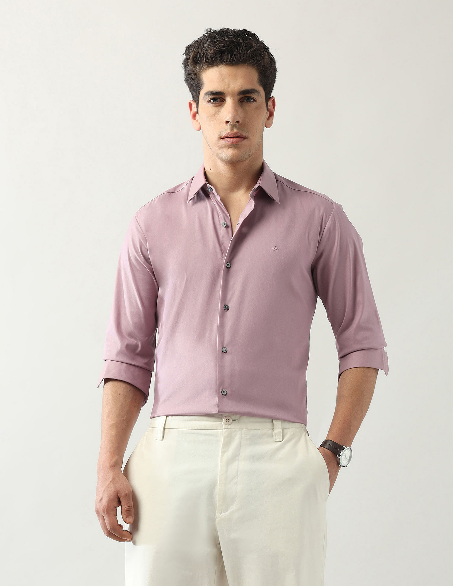 Arrow Newyork Textured Manhattan Slim Fit Shirt
