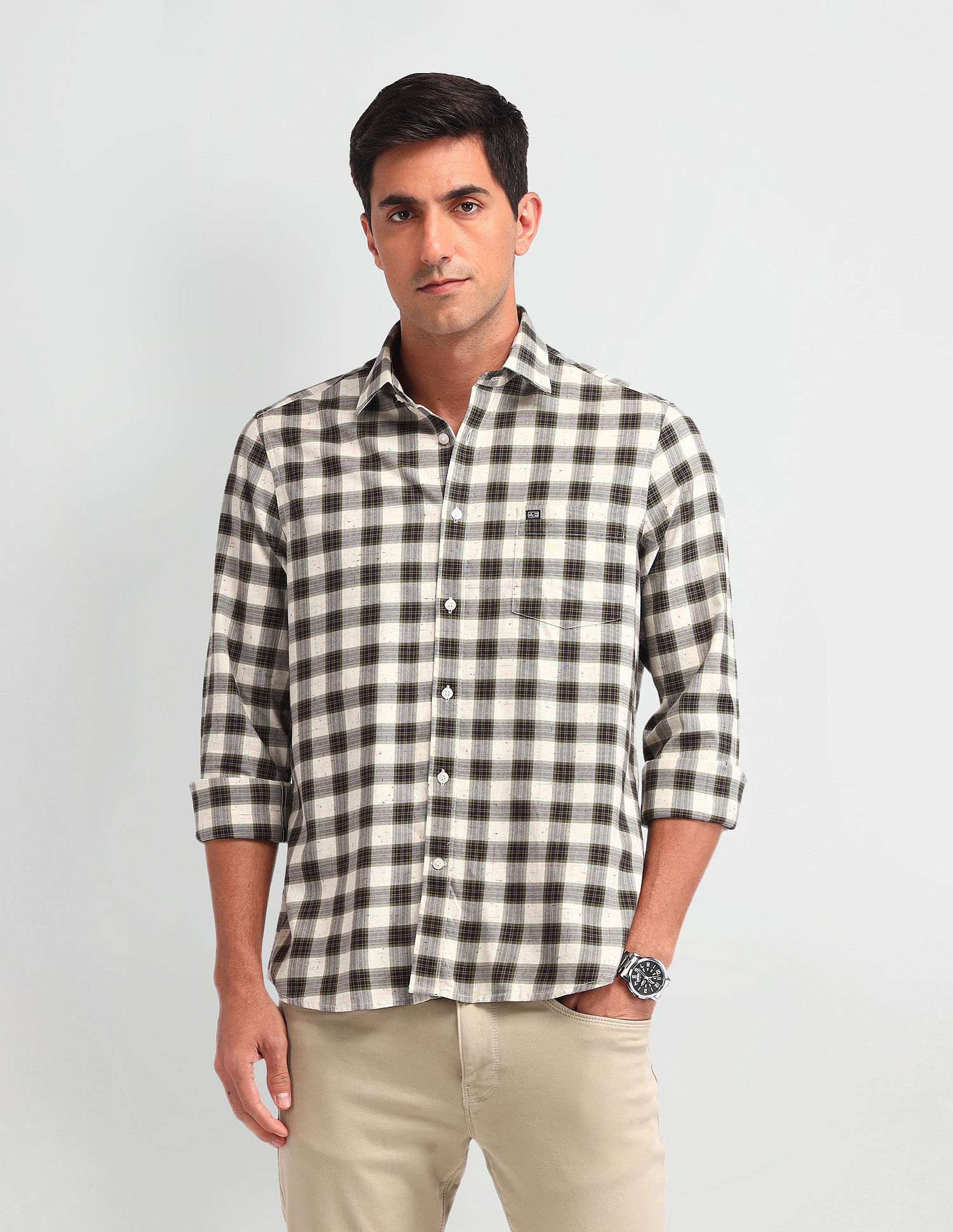 Arrow Sport Dupplin Checked Regular Fit Shirt