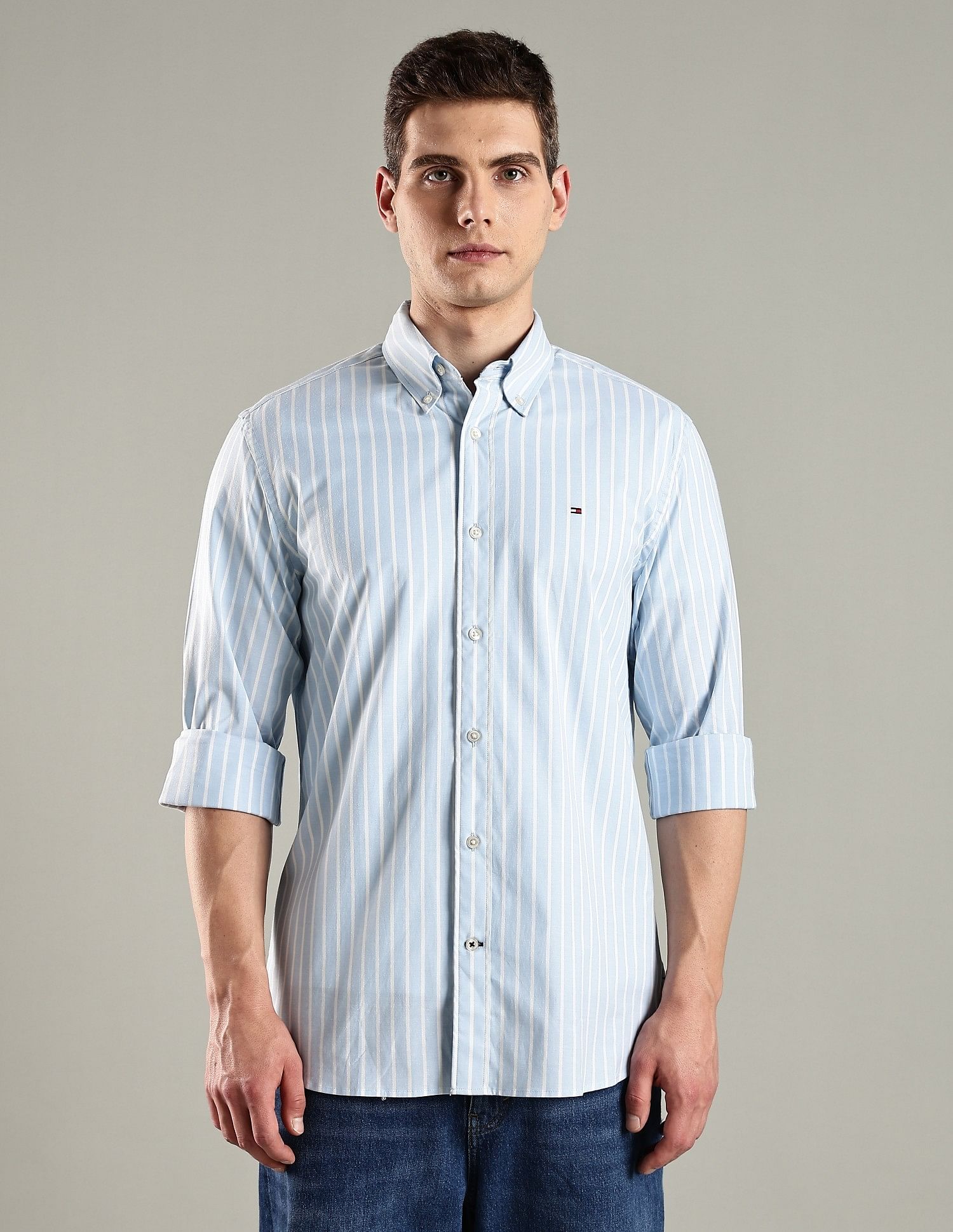 Tommy Hilfiger Striped Regular Fit Cotton Shirt