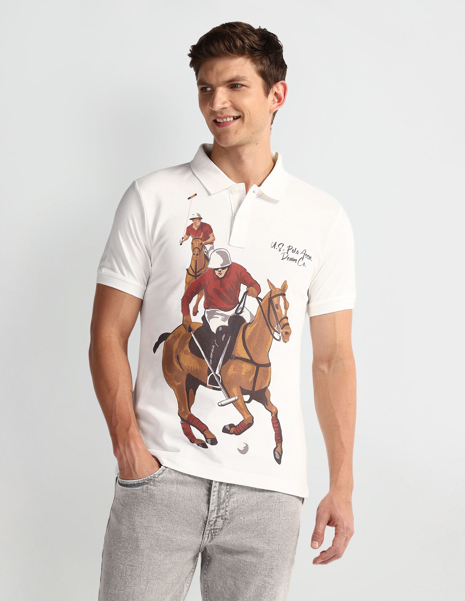 U.S. Polo Assn. Denim Co. Graphic Print Muscle Fit Polo Shirt