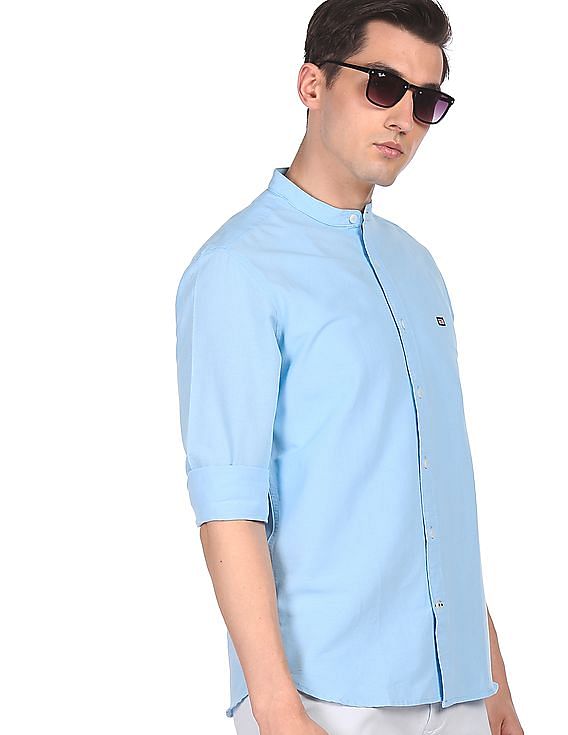 Buy Arrow Sports Mandarin Collar Solid Shirt - NNNOW.com