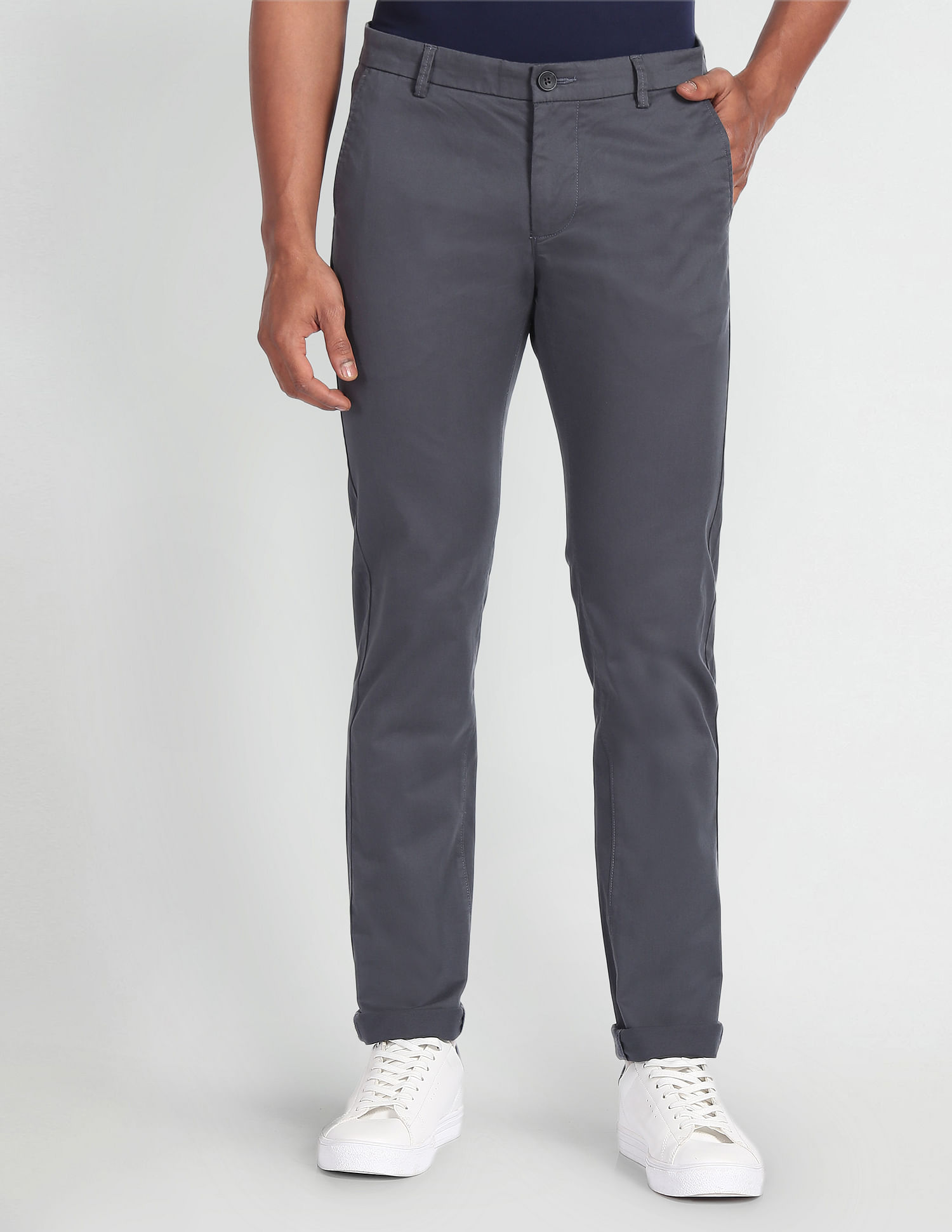 Buy Arrow Hudson Tailored Fit Solid Trousers - NNNOW.com