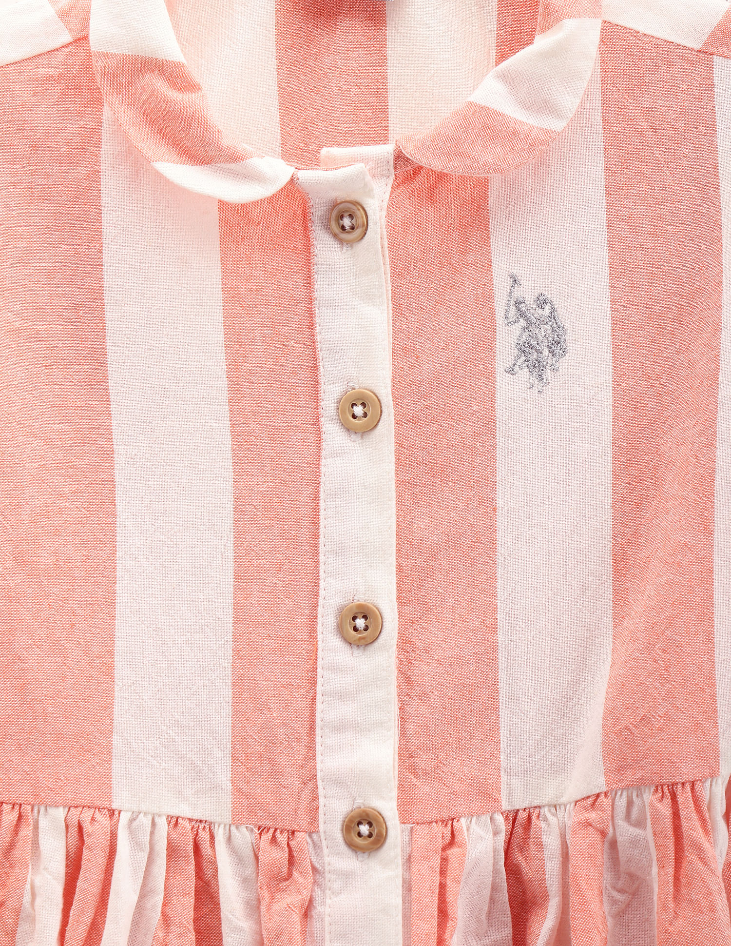 U.S. Polo Assn. Kids Girls Peter Pan Collar Shirt Dress