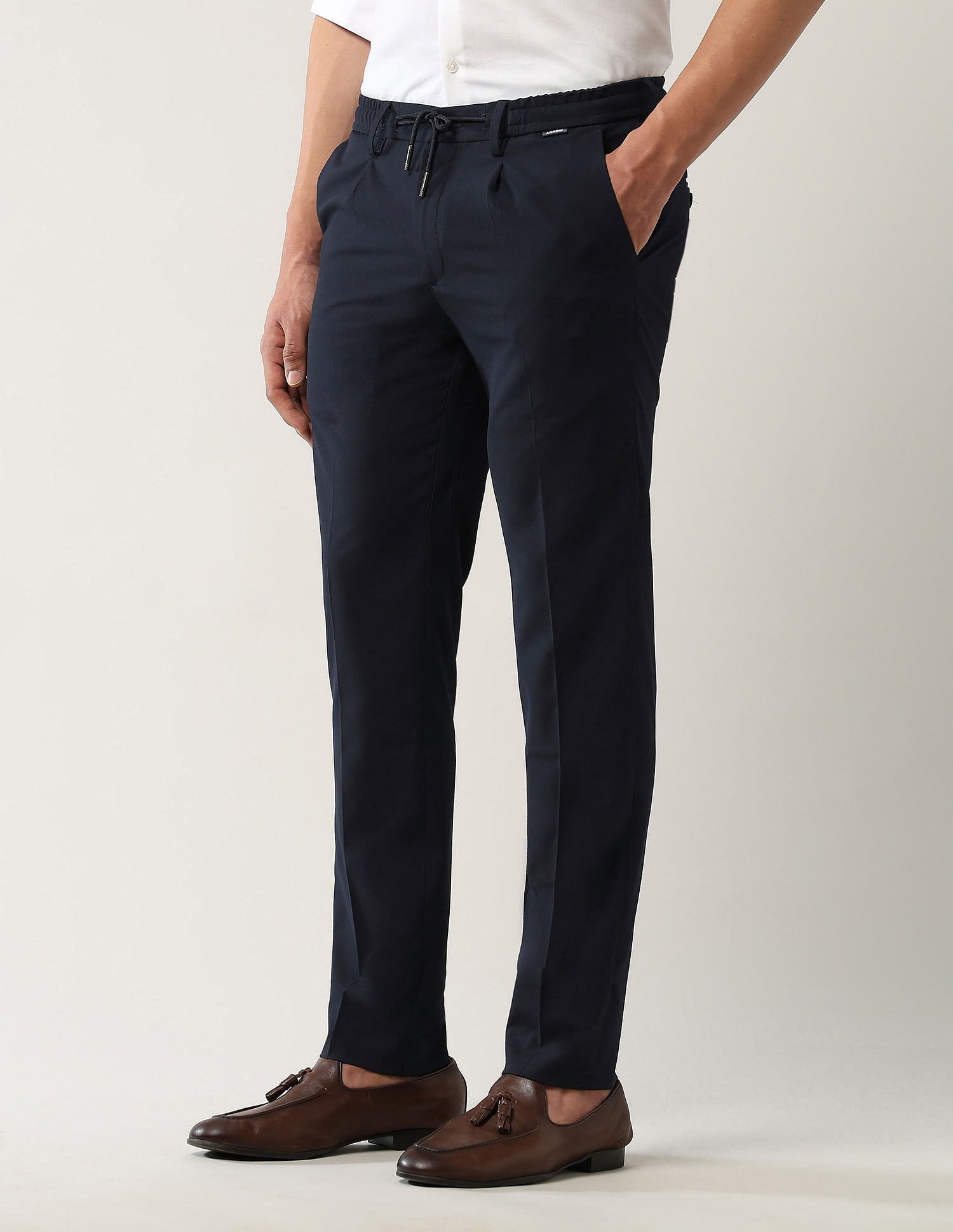 Arrow Newyork Mid Rise Textured Trousers