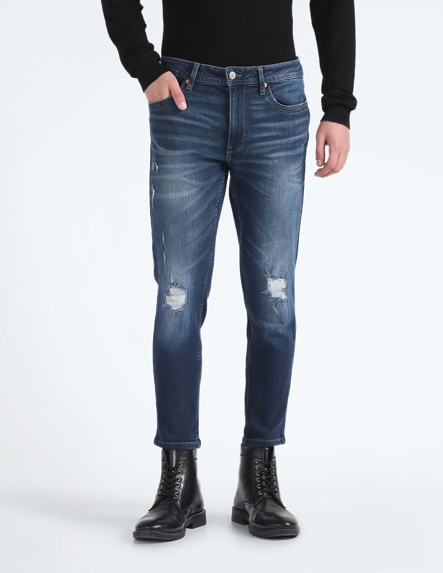 Flying Machine Mid Rise Mankle Slim Tapered Jeans
