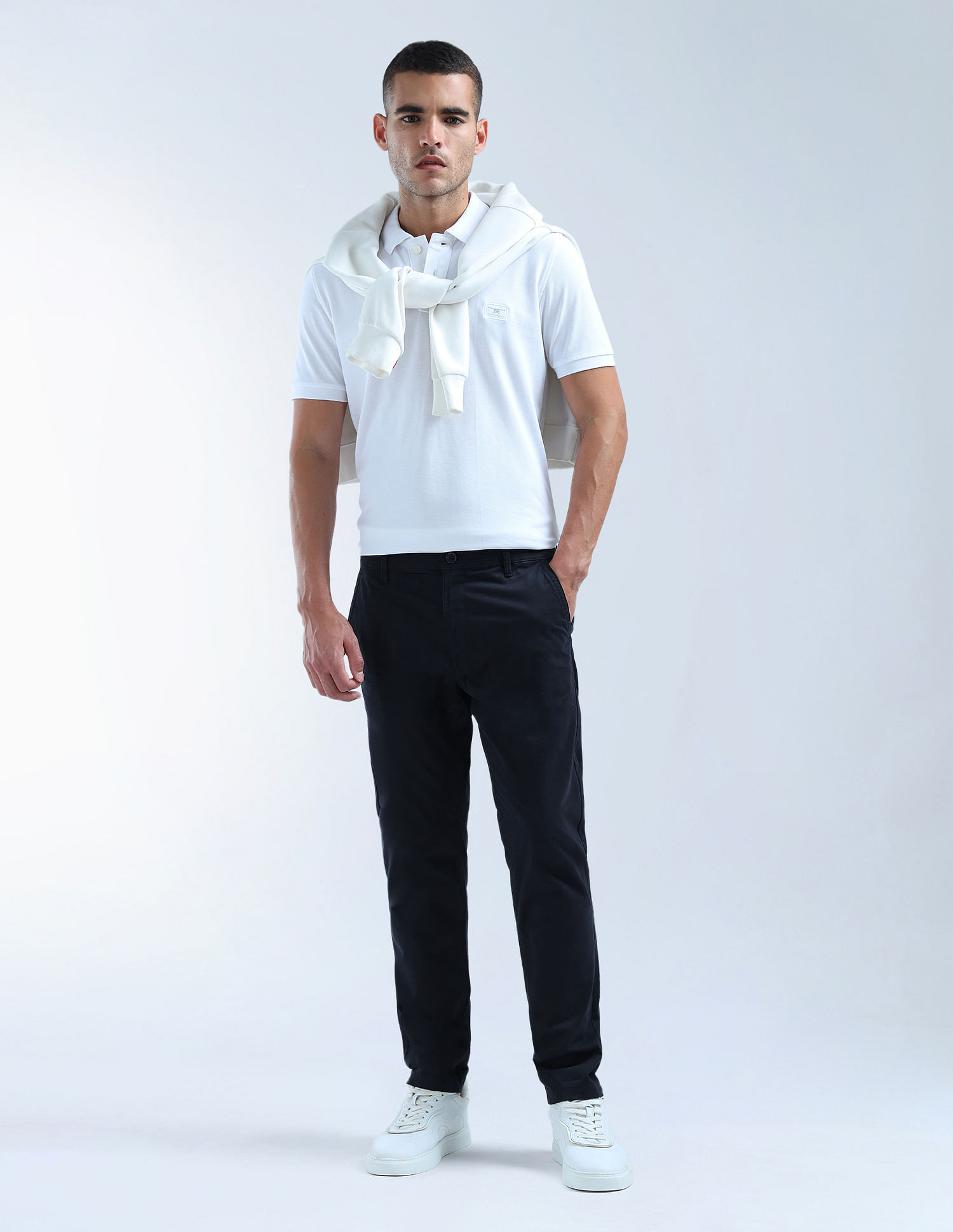 Flying Machine Mid Rise Slash Slim Tapered Fit Trouser