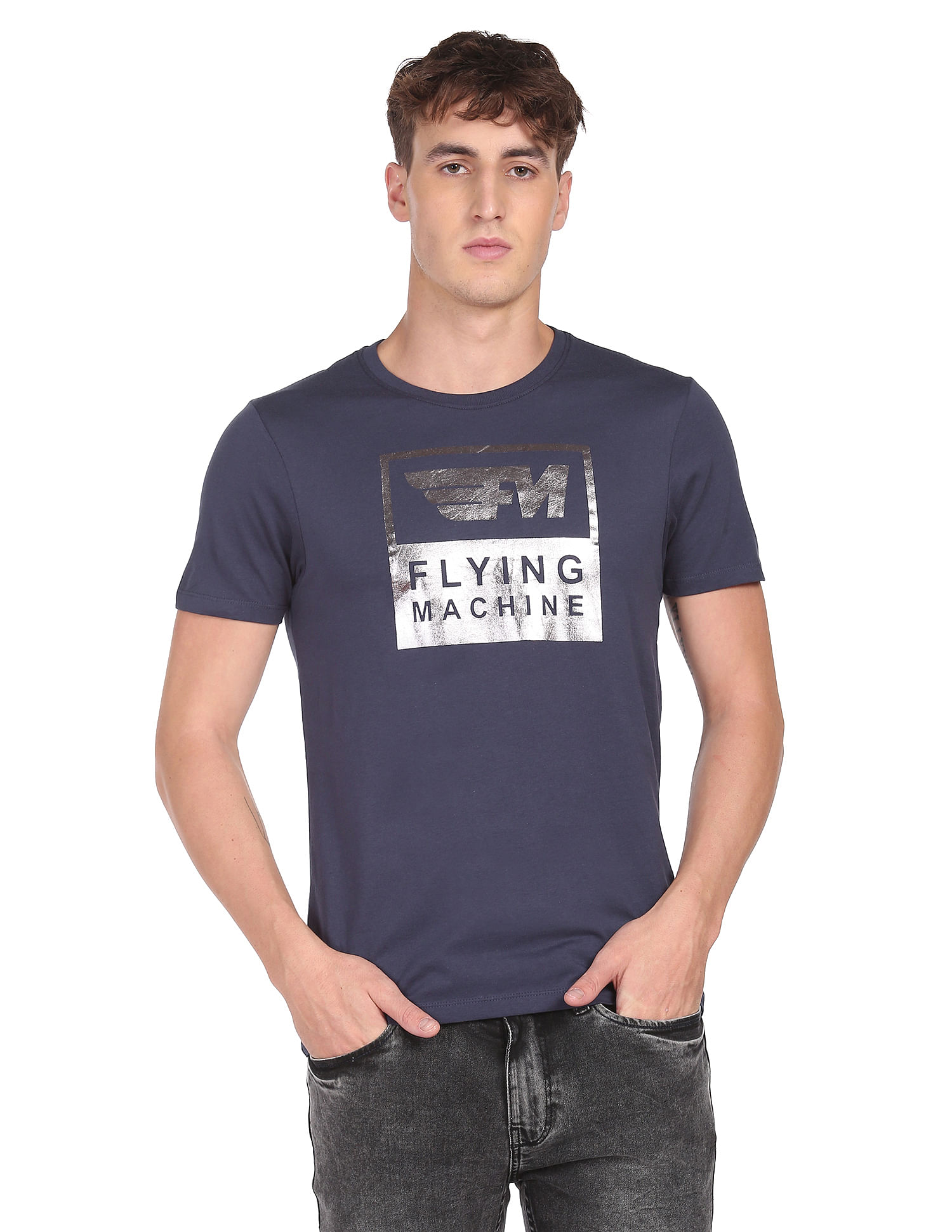 Flying Machine Long Sleeve Cotton T-Shirt