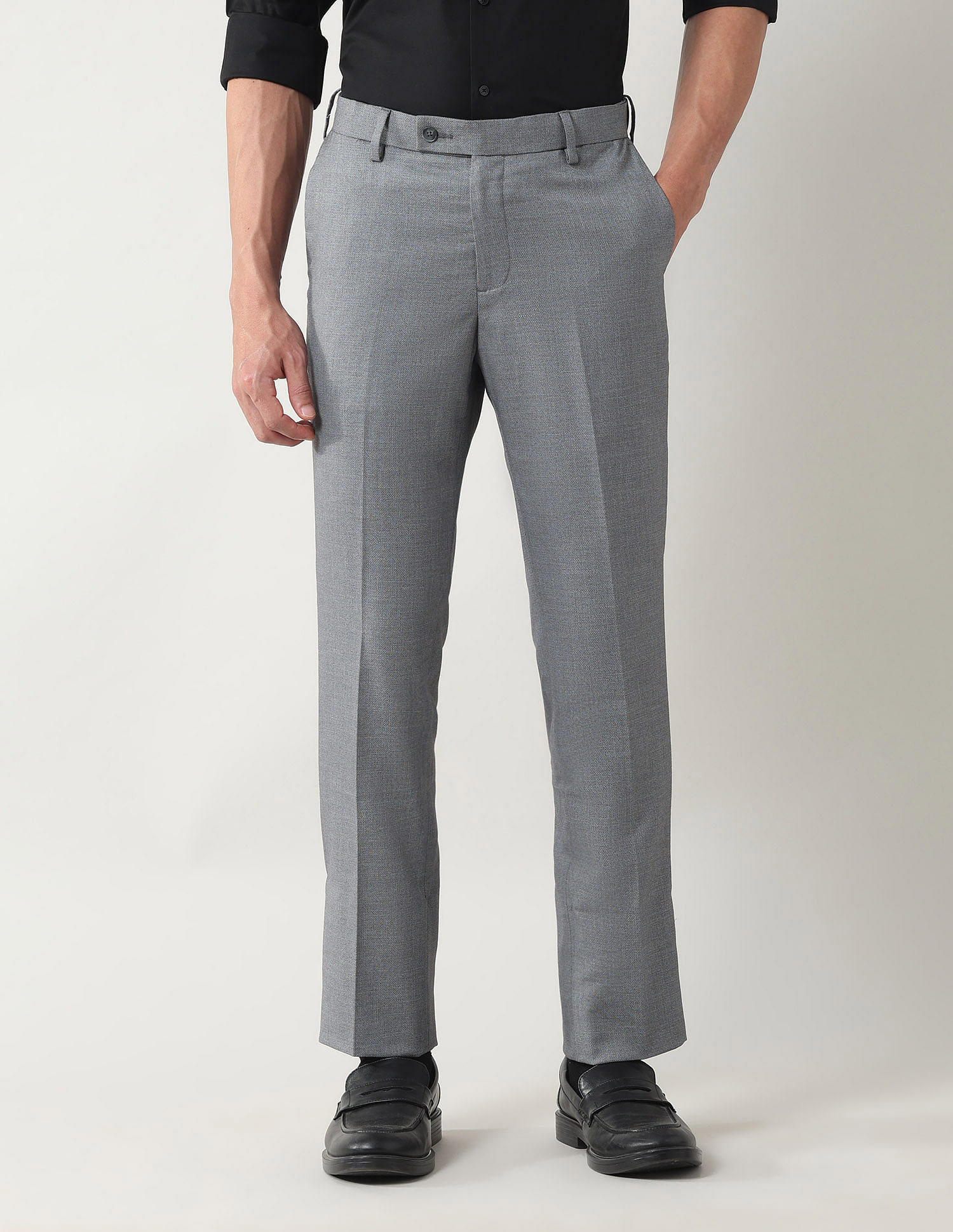 Arrow Regular Fit Textured Trousers