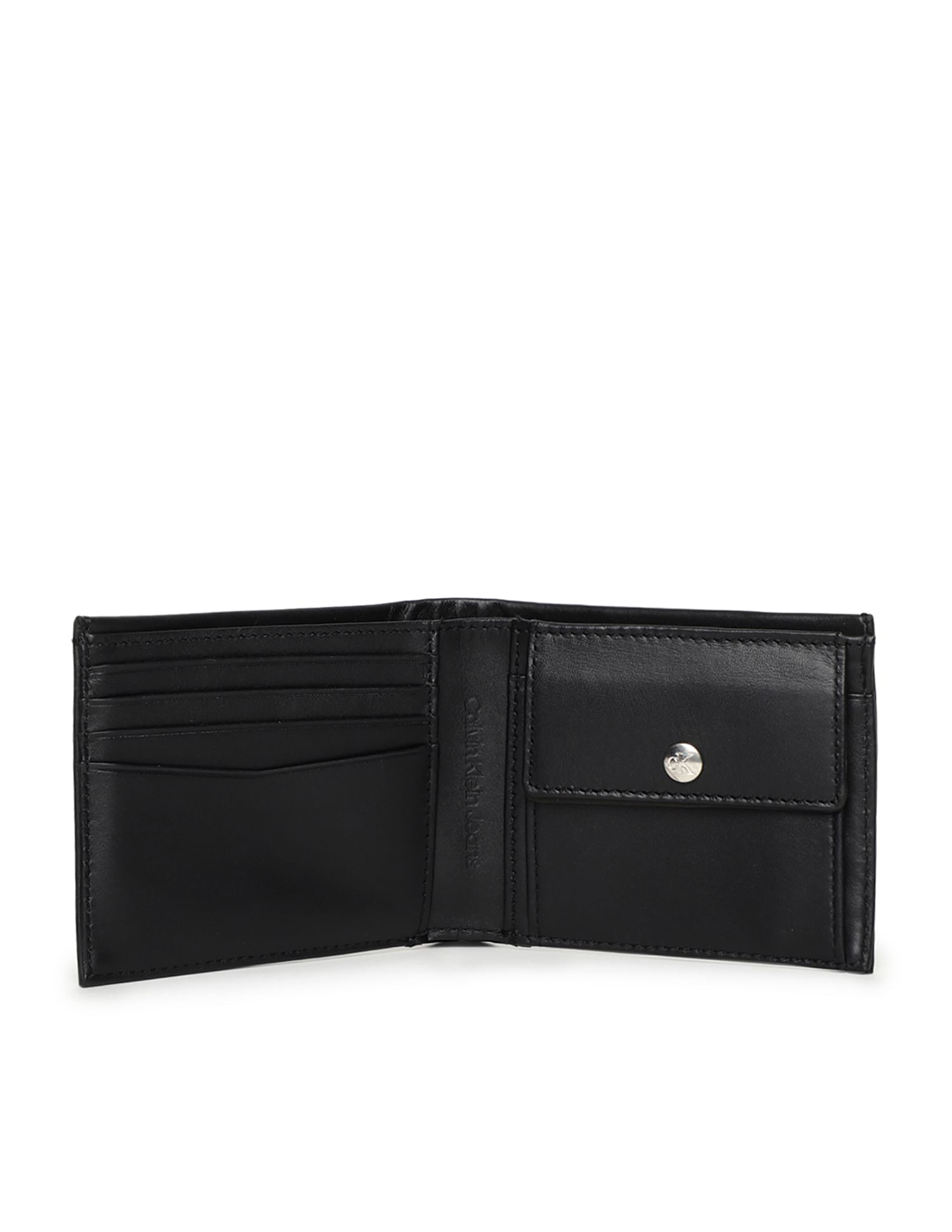 Calvin Klein Solid Leather Monogram Wallet