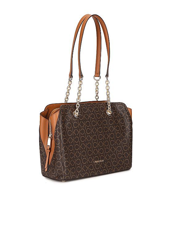 Buy Calvin Klein Women Brown Monogram Print Tote Bag NNNOW