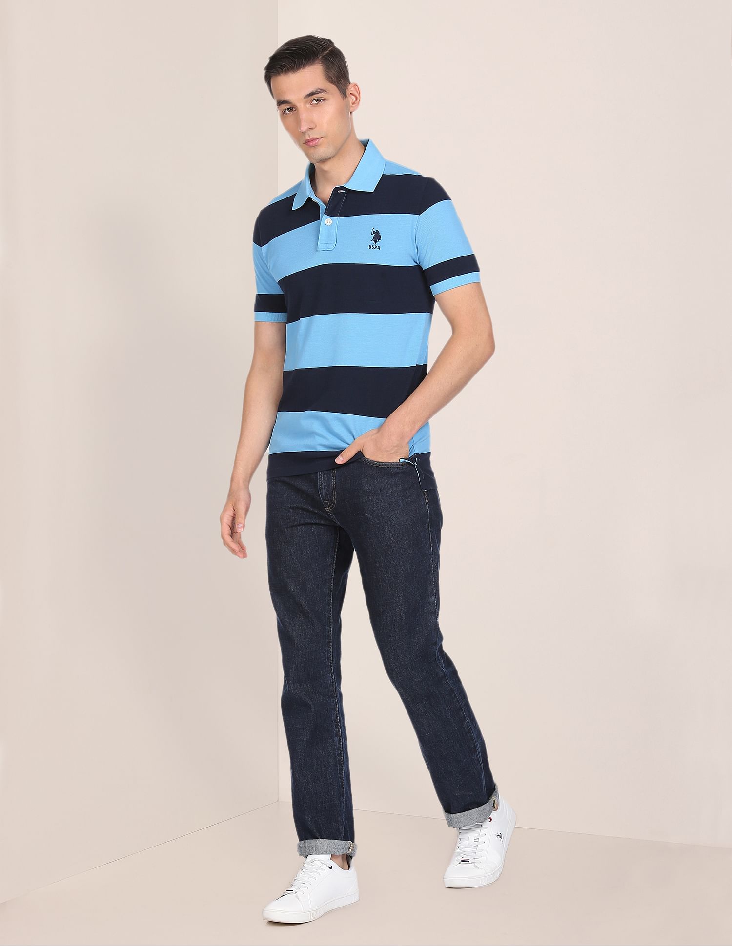 U.S. Polo Assn. Pique Striped Polo Shirt