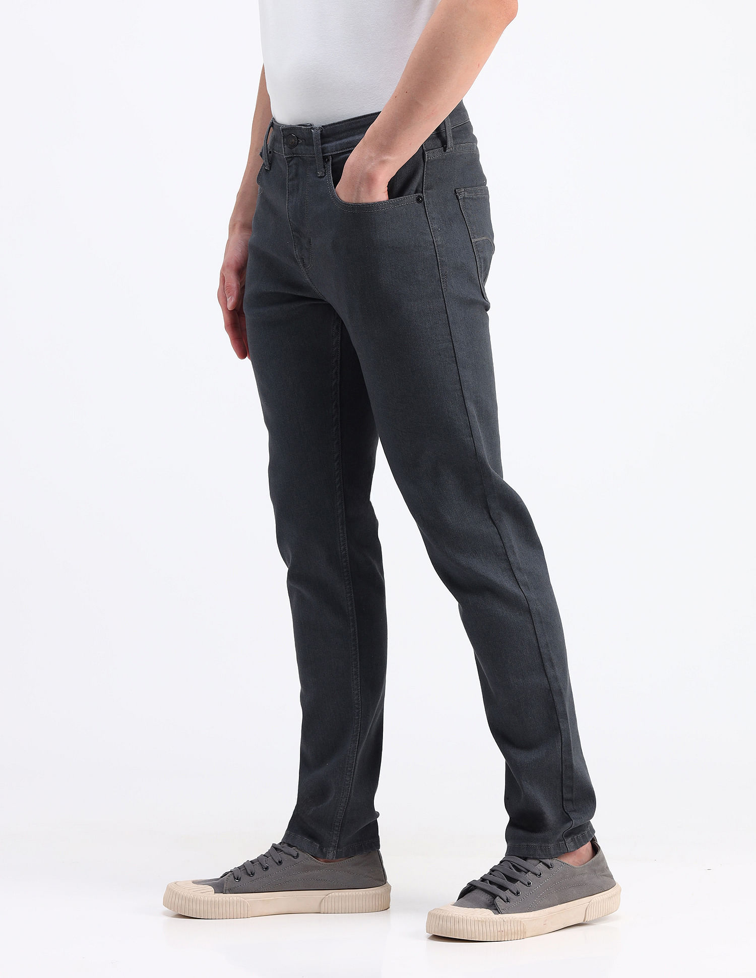 Flying Machine Slash Slim Tapered Fit Jeans