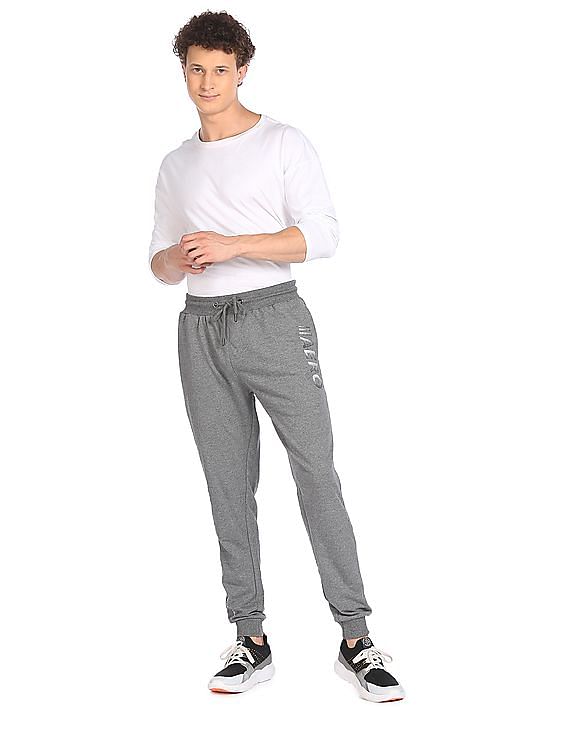 Aeropostale Men Grey Mid Rise Heathered Joggers