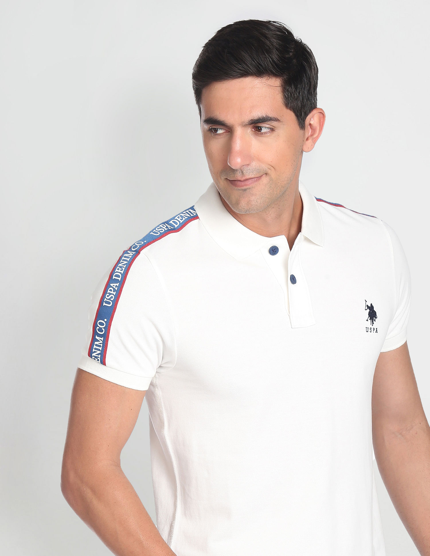 U.S. Polo Assn. Denim Co. Solid Cotton Polo Shirt, White (L)