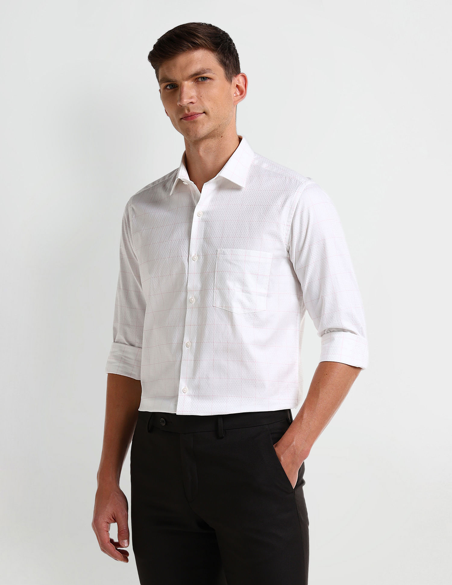 Arrow Manhattan Slim Windowpane Checked Shirt