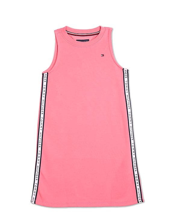 Buy Tommy Hilfiger Kids Girls Pink Sleeveless Brand Tape T-Shirt