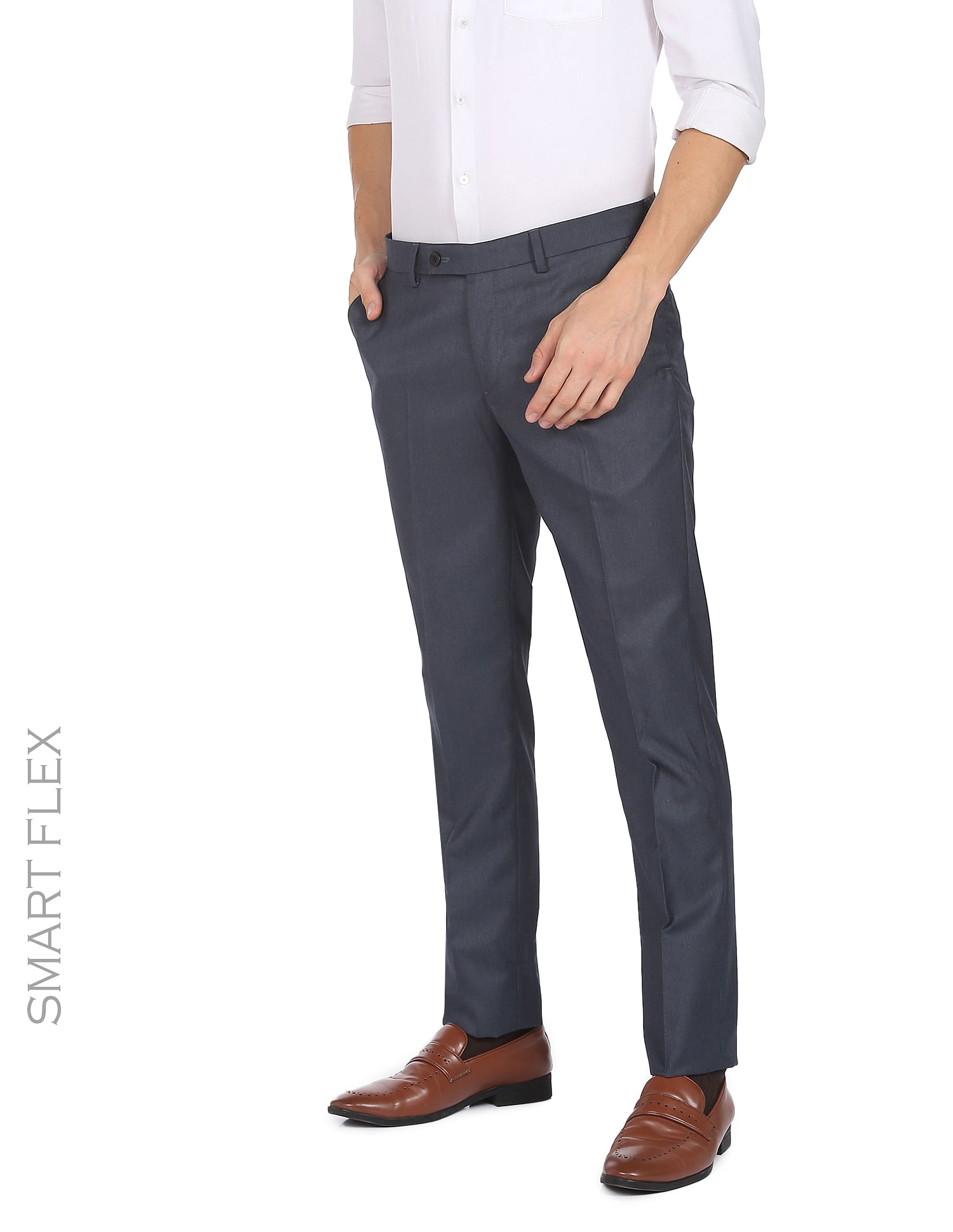 Buy Arrow Mid Rise Patterned Smart Flex Formal Trousers - NNNOW.com