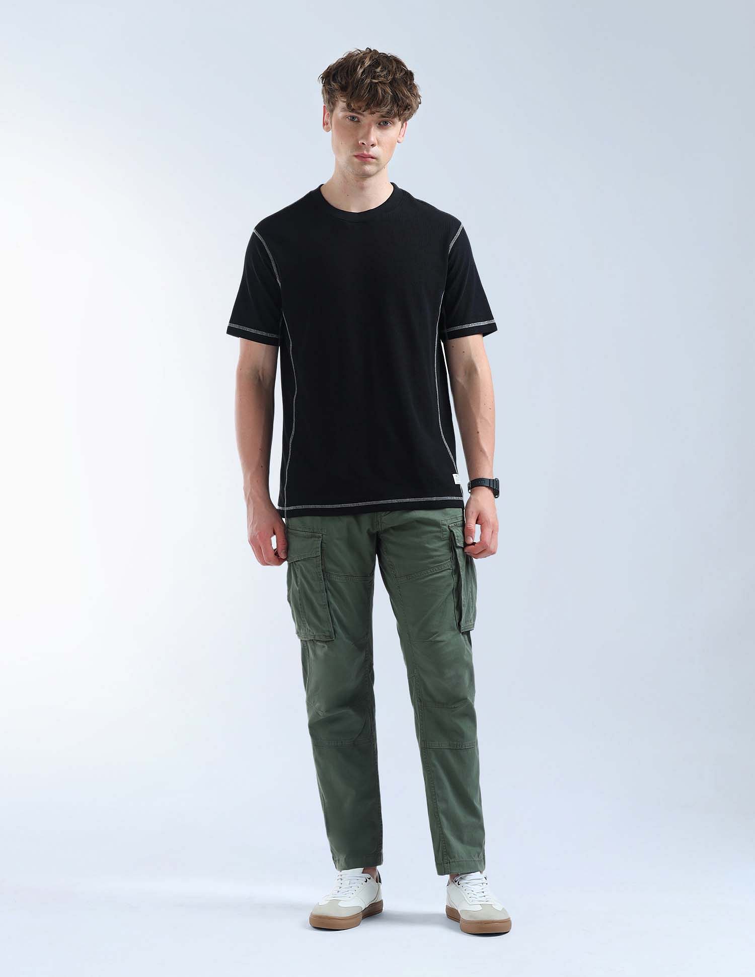 Flying Machine Mid Rise Relaxed Tapered Fit Trousers