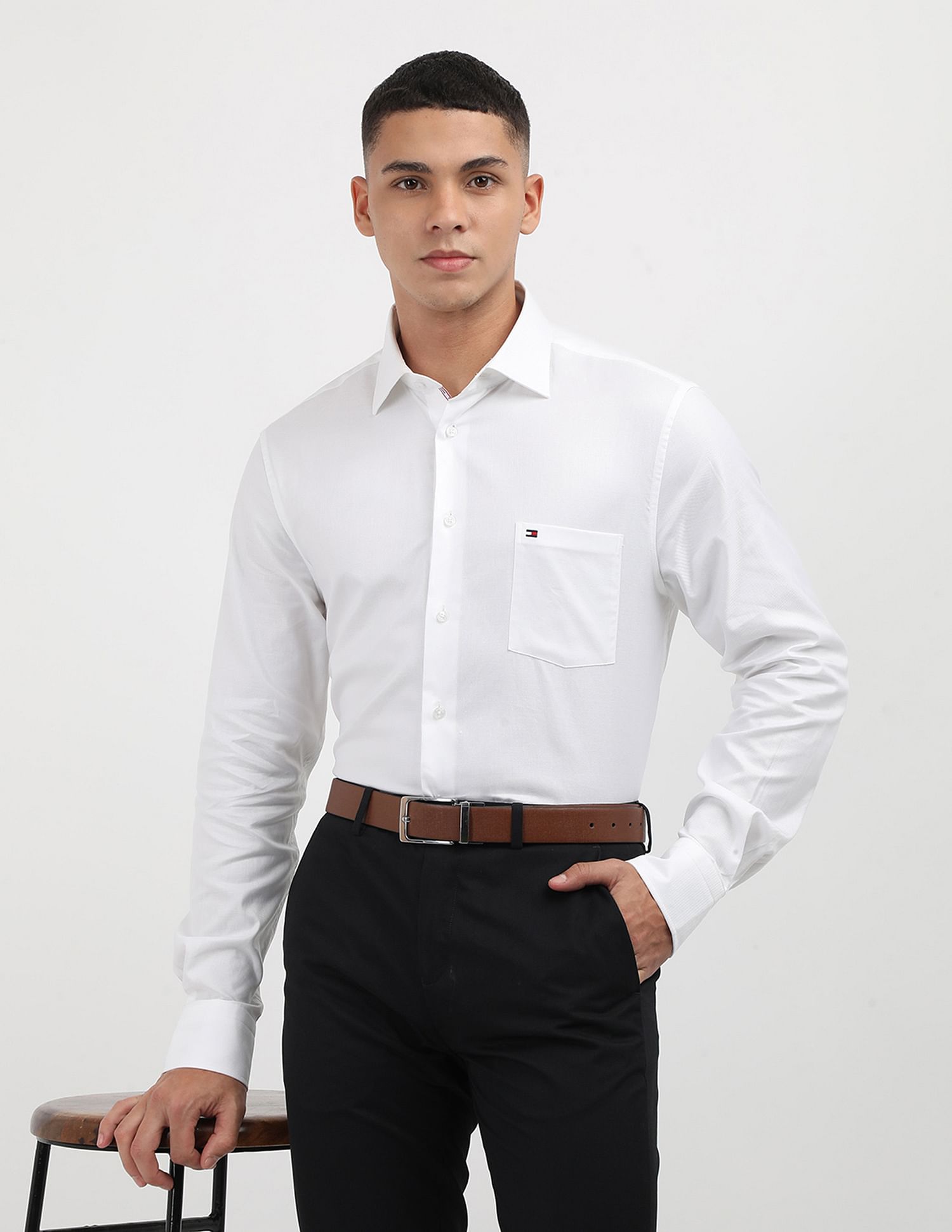 Tommy Hilfiger Solid Engineered Regular Shirt