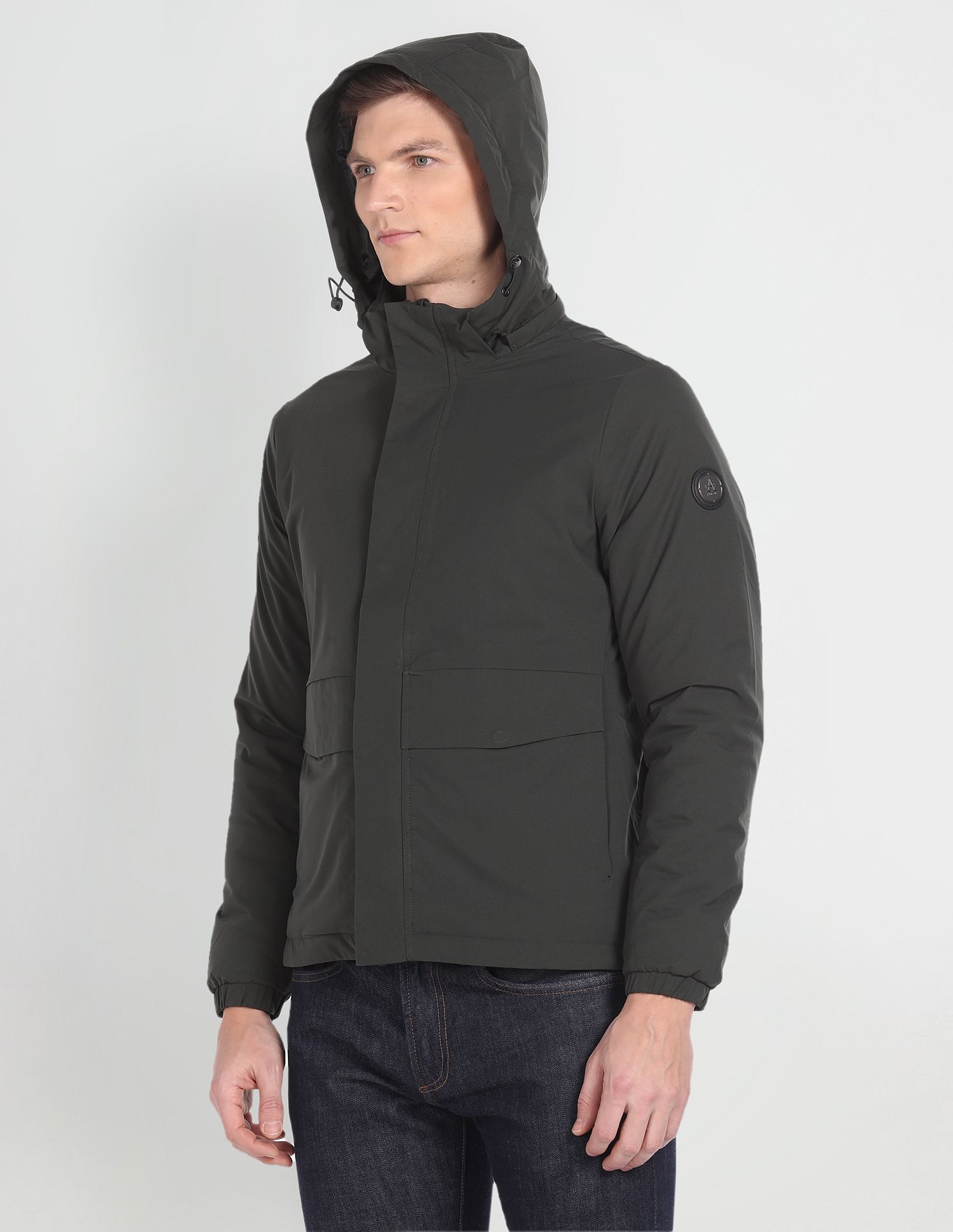 Arrow Sports Solid Hooded Jacket