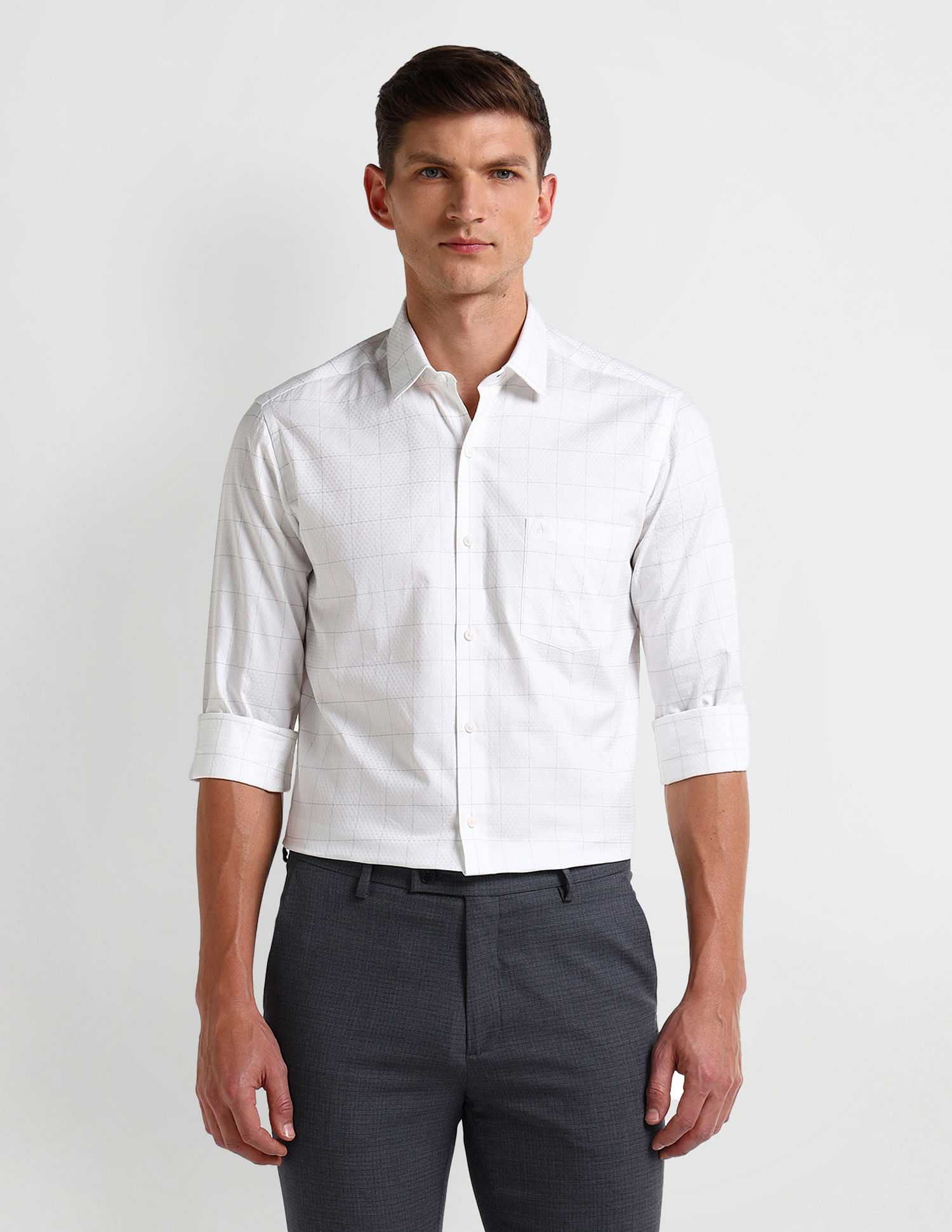 Arrow Manhattan Slim Windowpane Checked Shirt