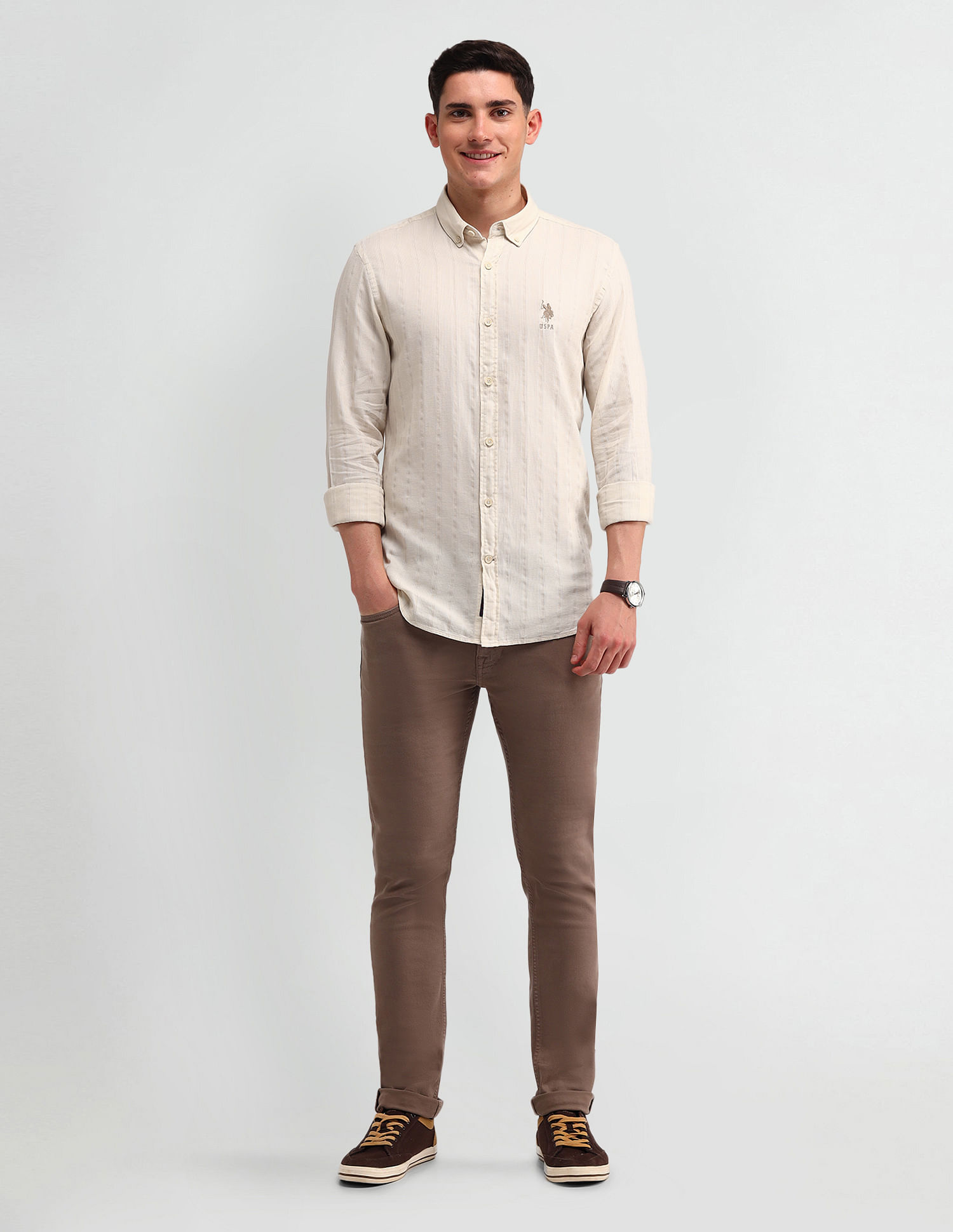 U.S. Polo Assn. Denim Co. Vertical Striped Slim Fit Shirt
