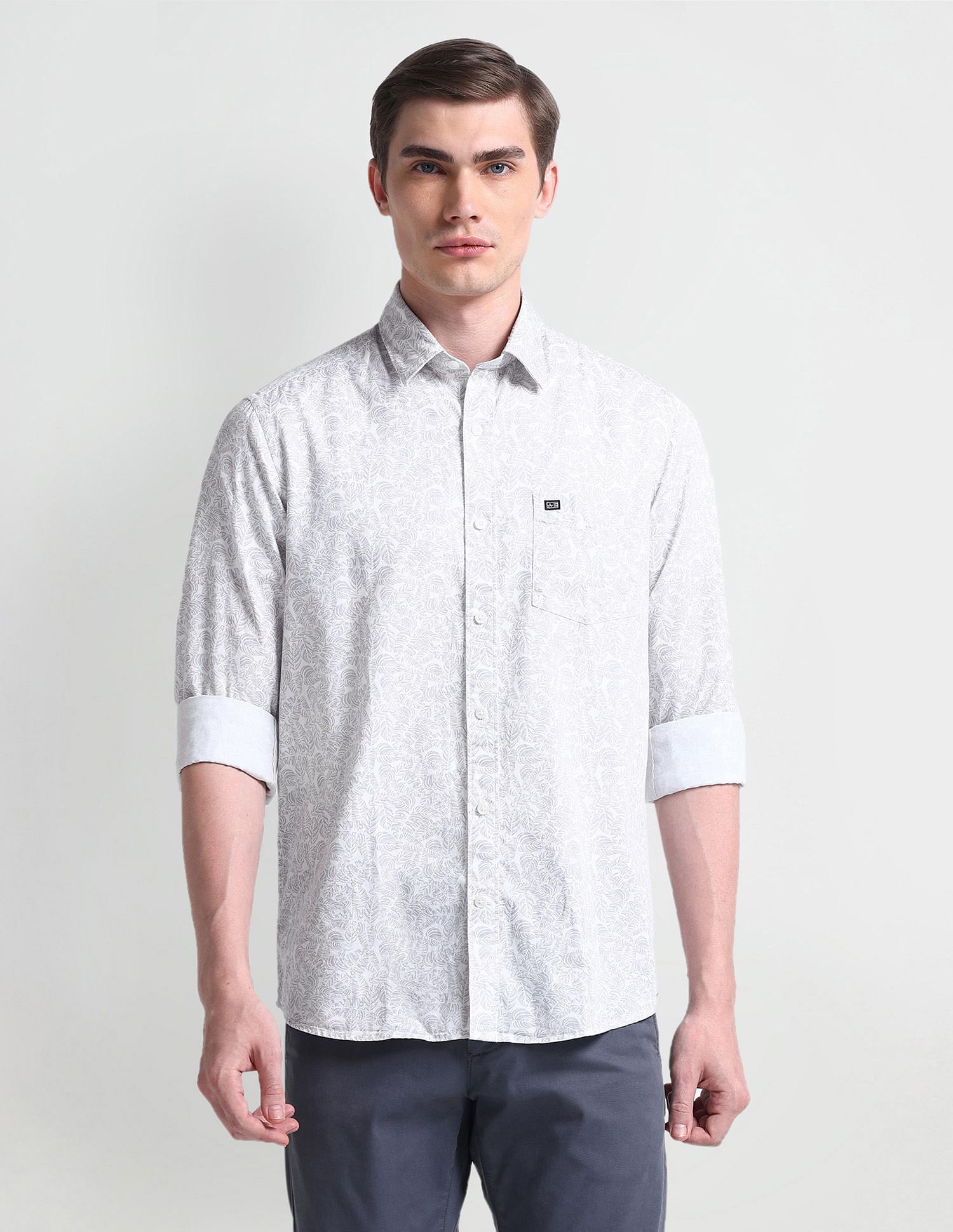 Arrow Sport Tropical Print Manhattan Slim Fit Shirt