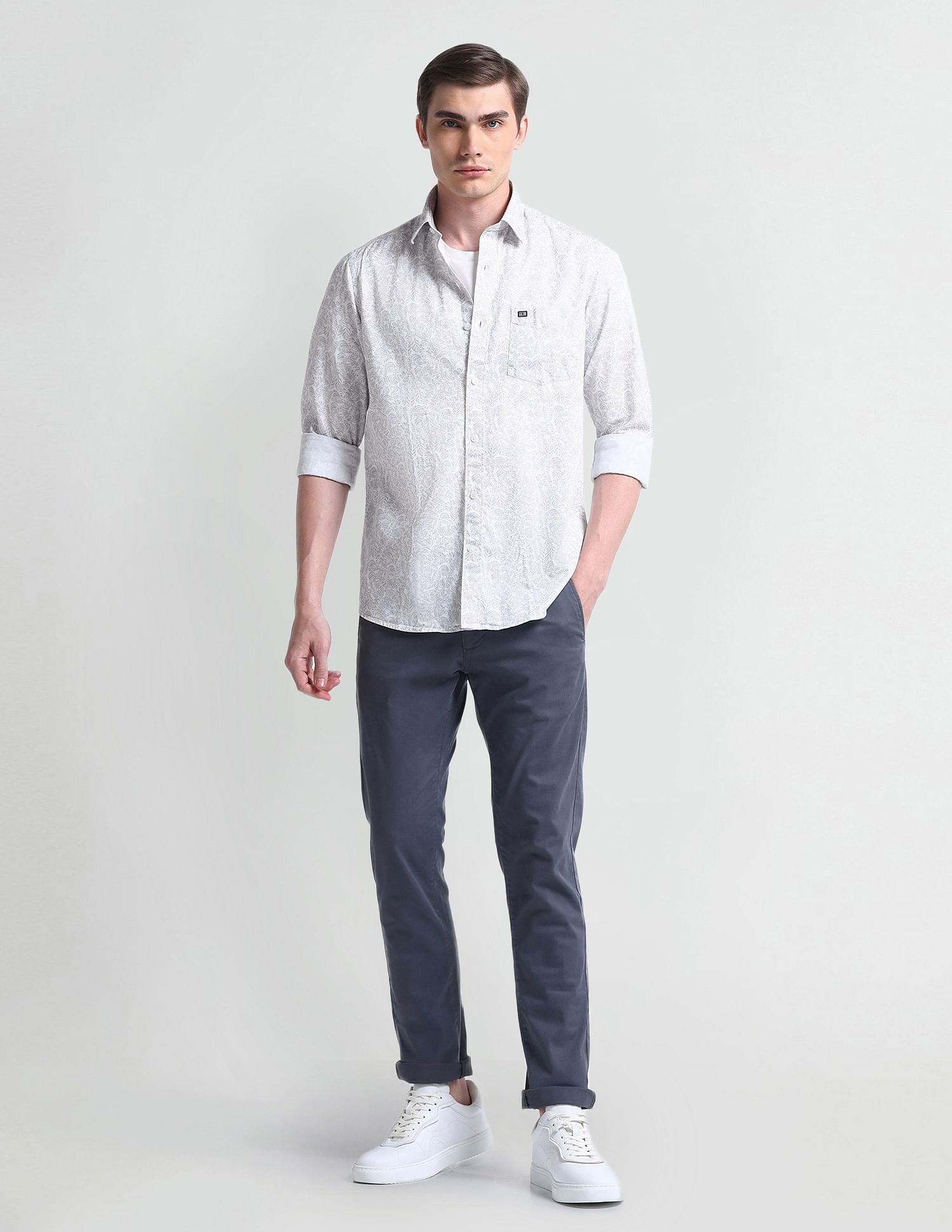 Arrow Sport Tropical Print Manhattan Slim Fit Shirt