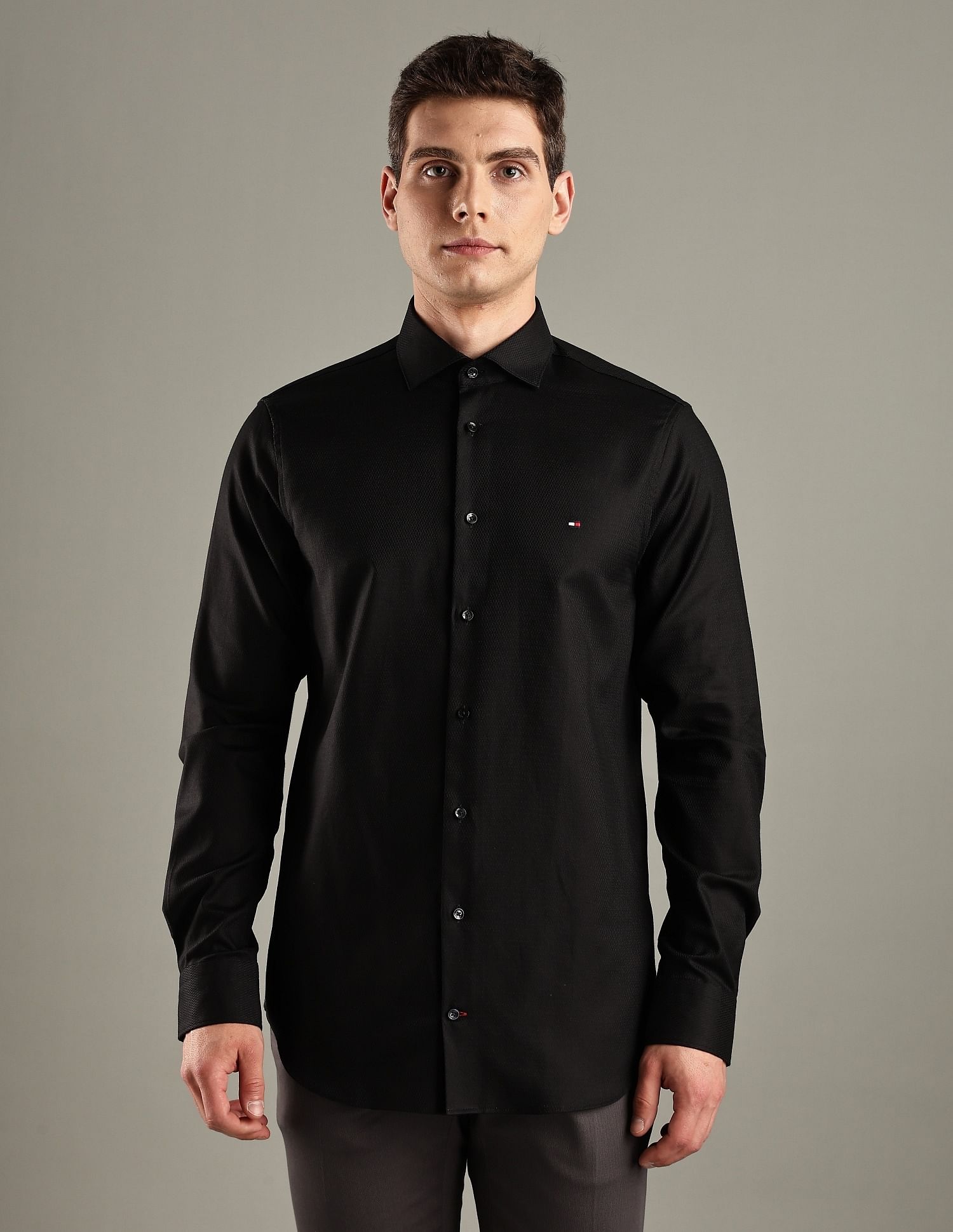 Tommy Hilfiger Solid Slim-Fit Cotton Shirt