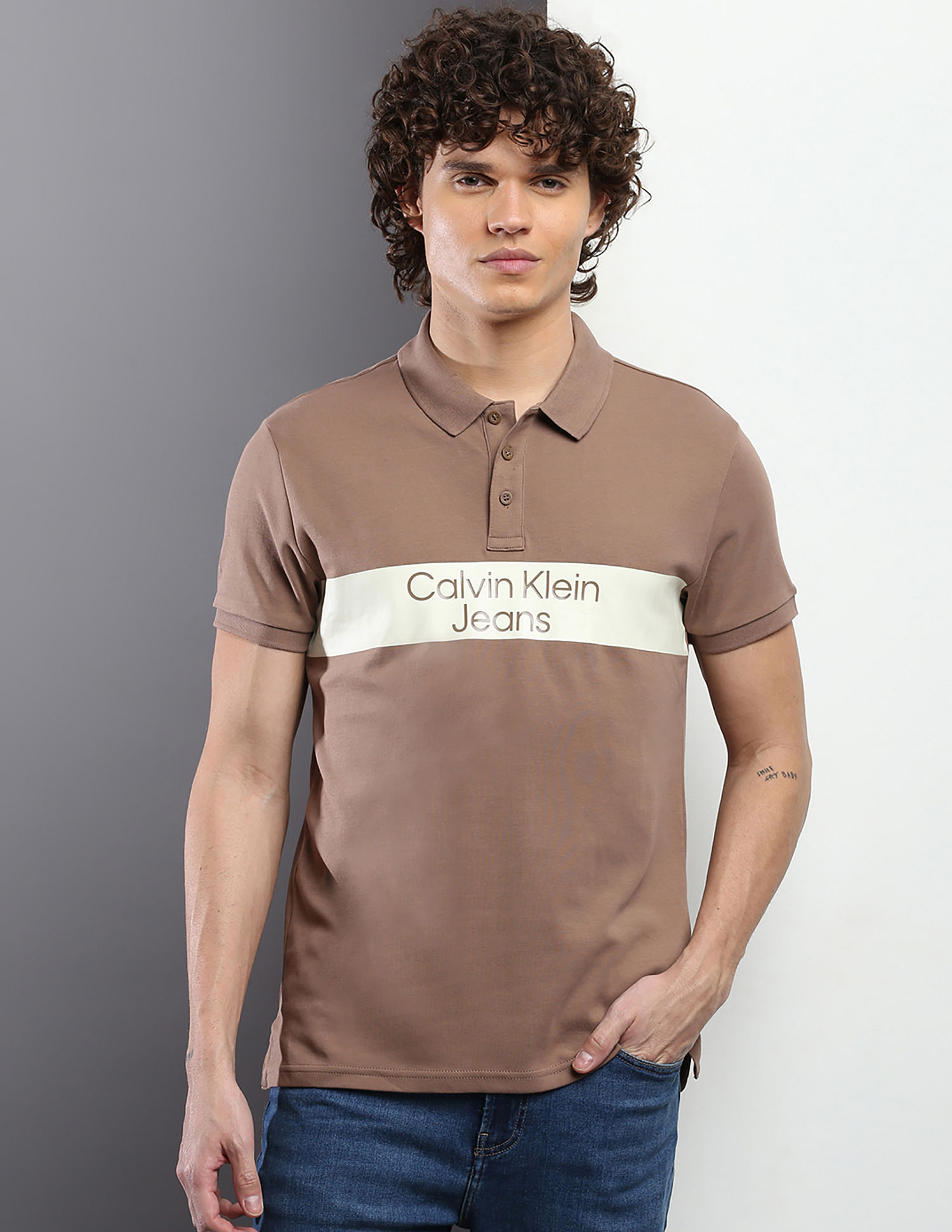 Calvin Klein Jeans Solid Slim Fit Blocking Polo Shirt