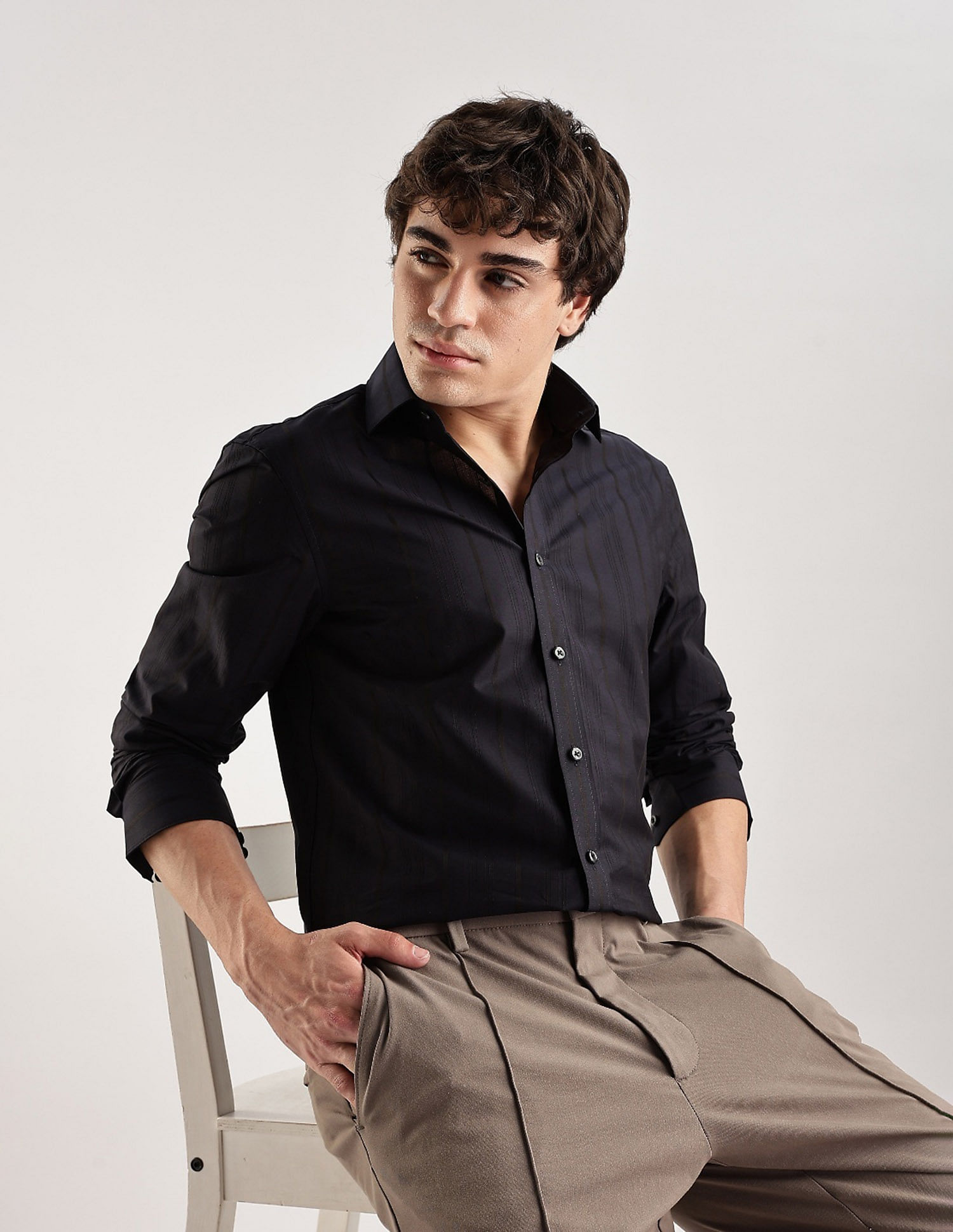 Calvin Klein Jeans Pinstripes Regular Fit Dobby Woven Shirt