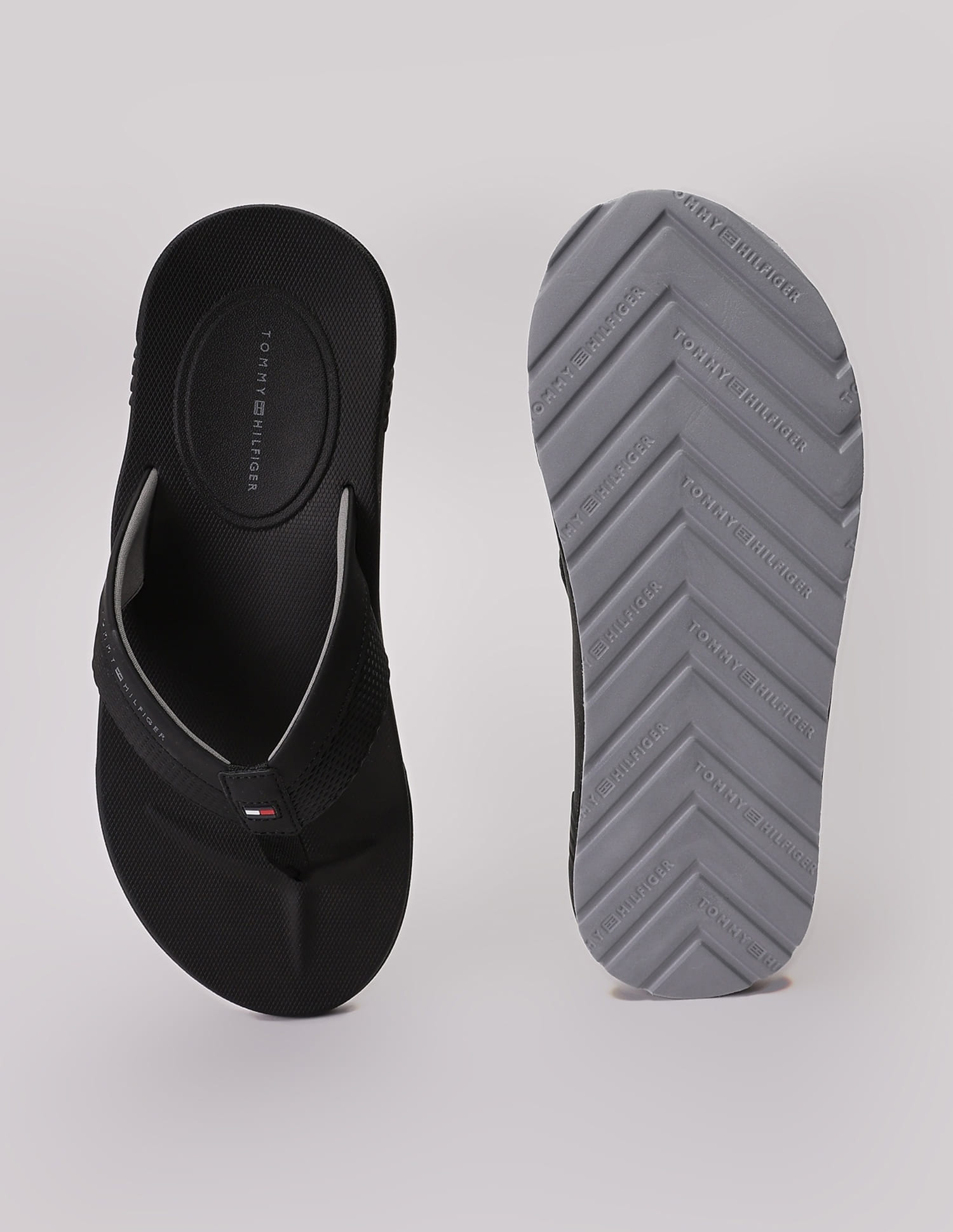 Tommy Hilfiger Solid Grey Pu Flip-Flops