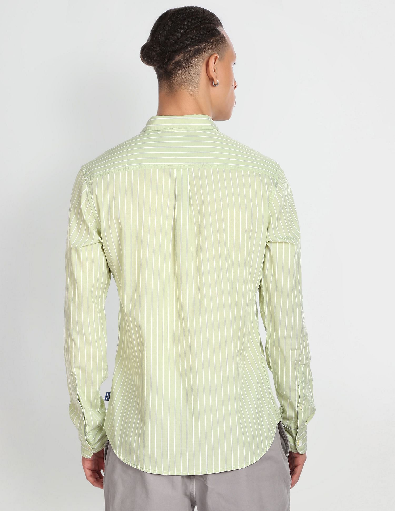 Flying Machine Spread Collar Vertical Stripe Shirt