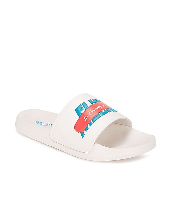 Buy Flying Machine Men Off White Open Toe Mattly Slides NNNOW