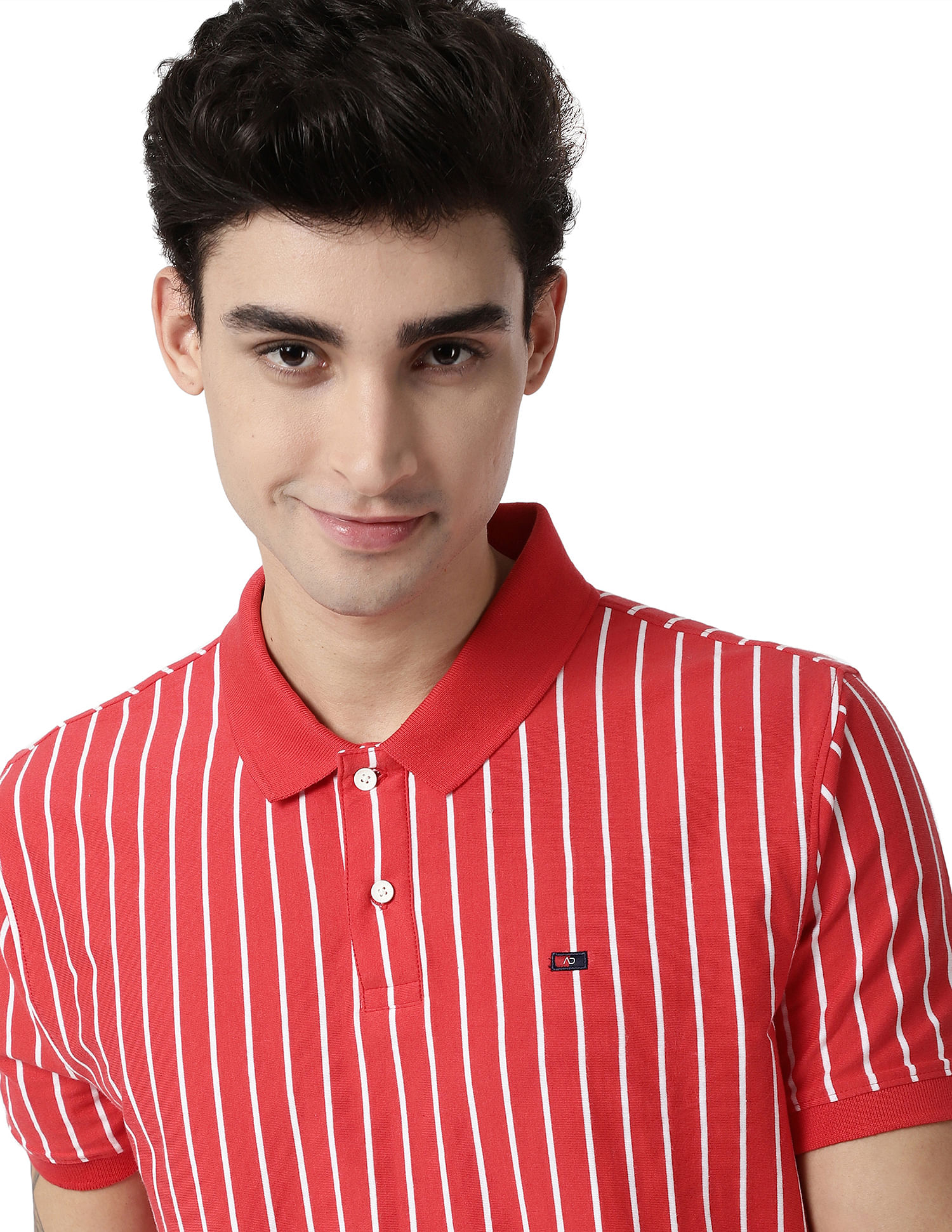 AD by Arvind Vertical Stripe Modern Slim Fit Polo Shirt