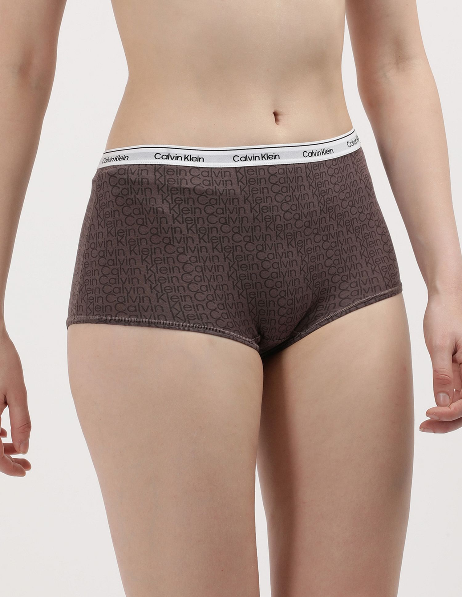 Calvin Klein Underwear Mid Rise Brand Print Boyshort Panties